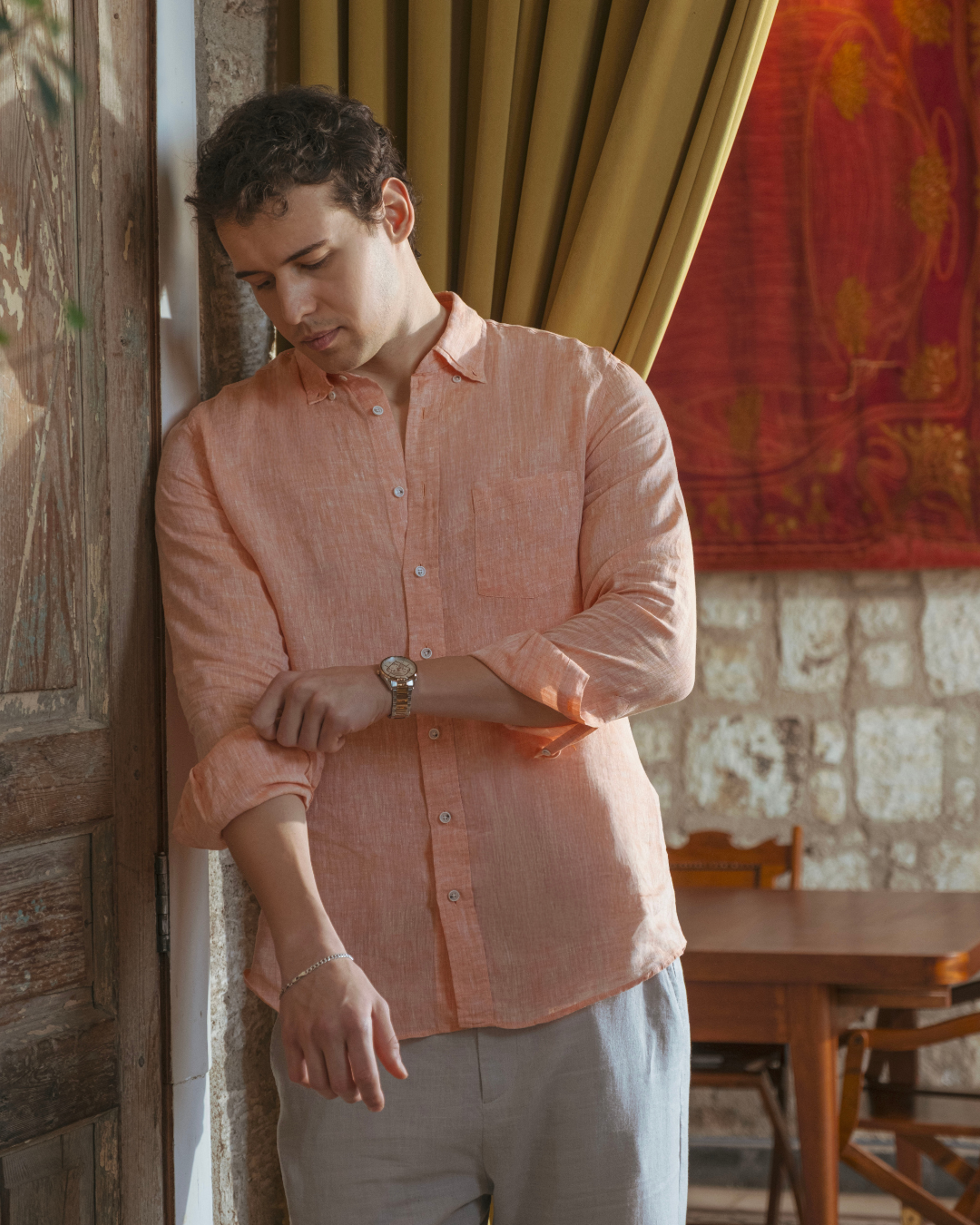 Peach Fuzz Linen Shirt
