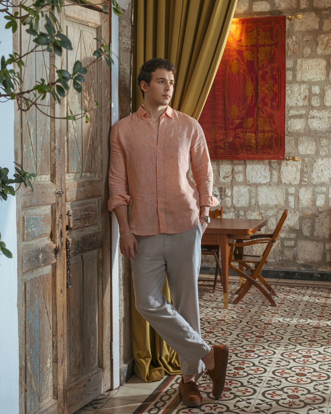 Peach Fuzz Linen Shirt