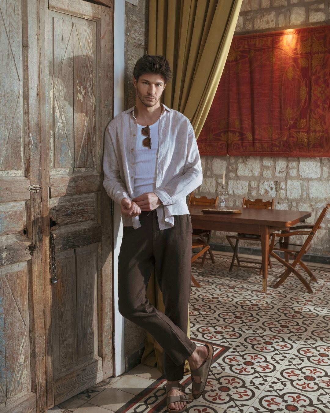mens brown linen pants