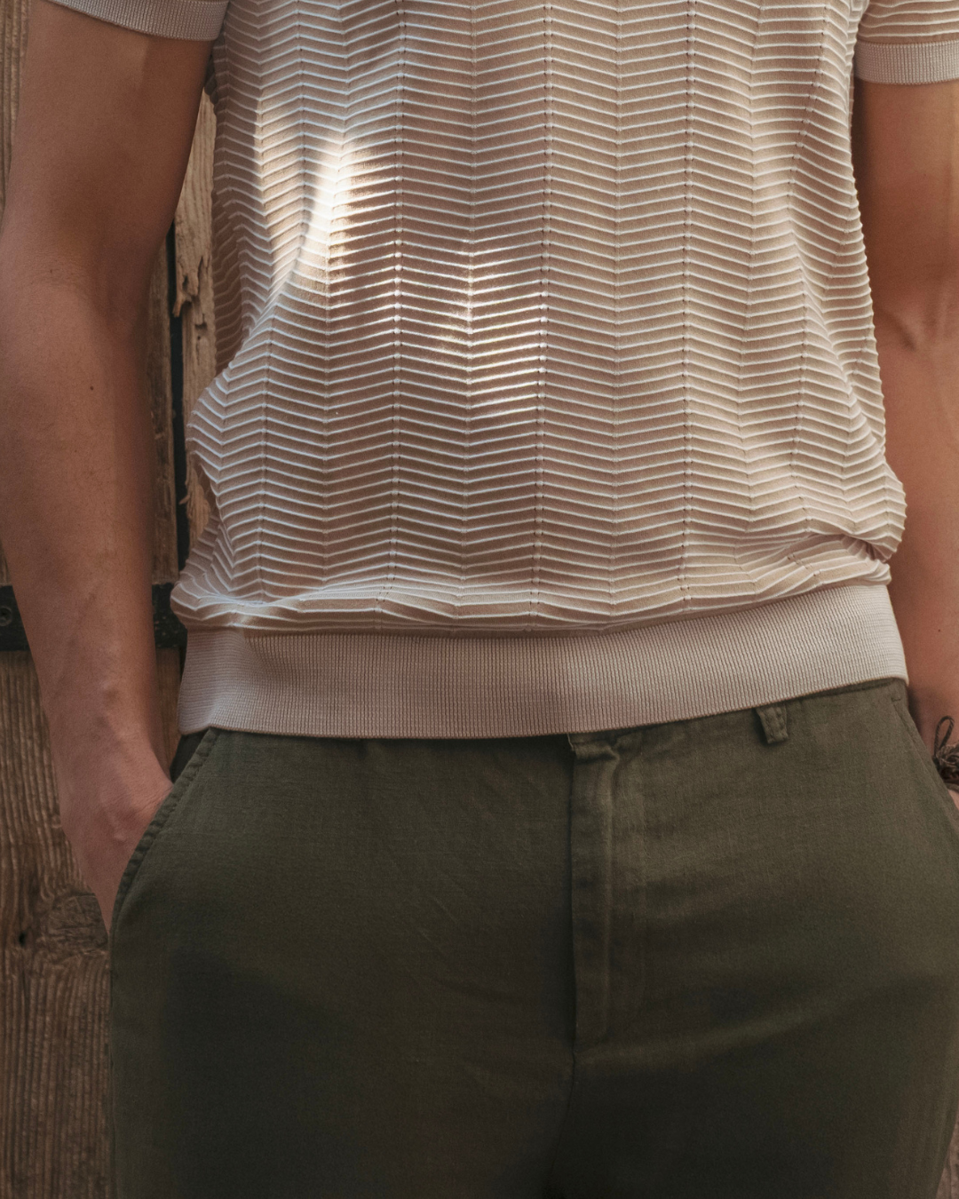 Army Green Relaxed Fit Linen Pants