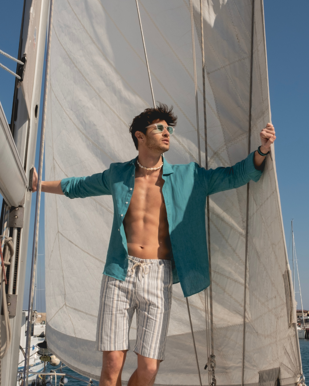 Turquoise Linen Shirt