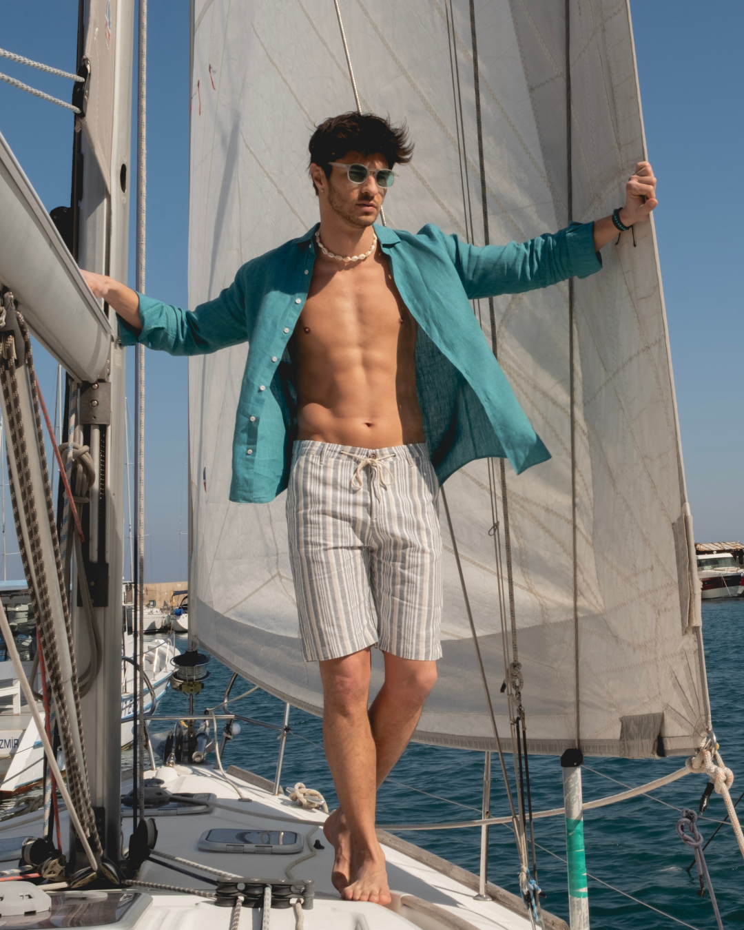 Turquoise Linen Shirt