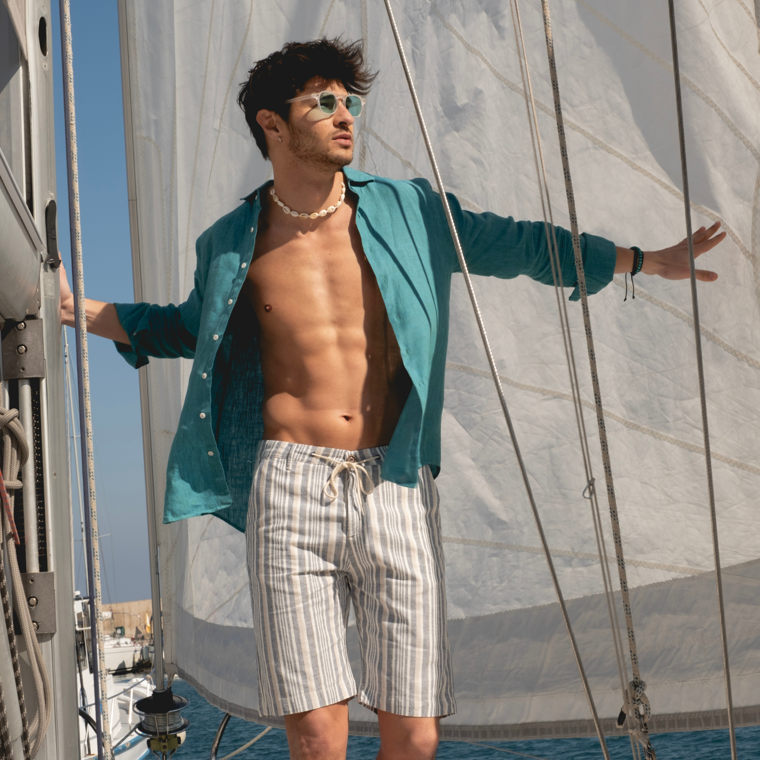 Turquoise Linen Shirt