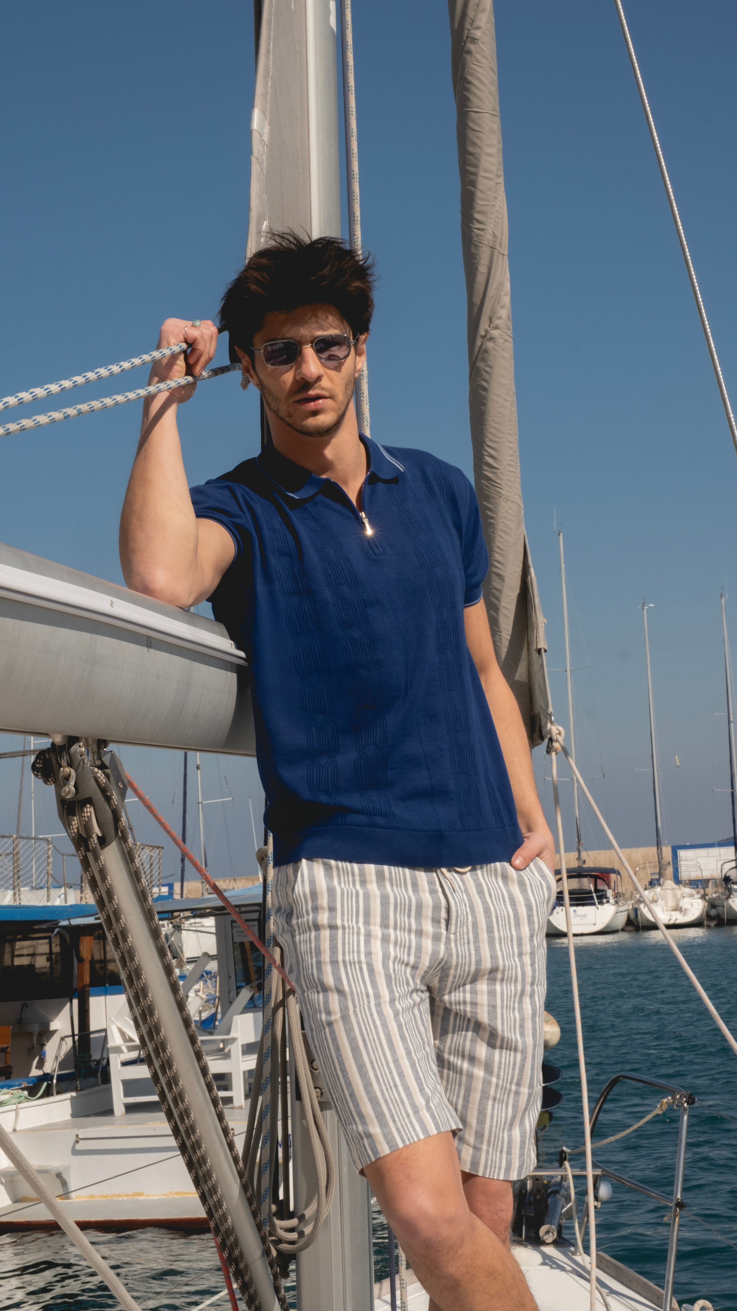 Indigo Mystique Men's Mercerized Navy Blue Polo T-Shirt Slim Fit