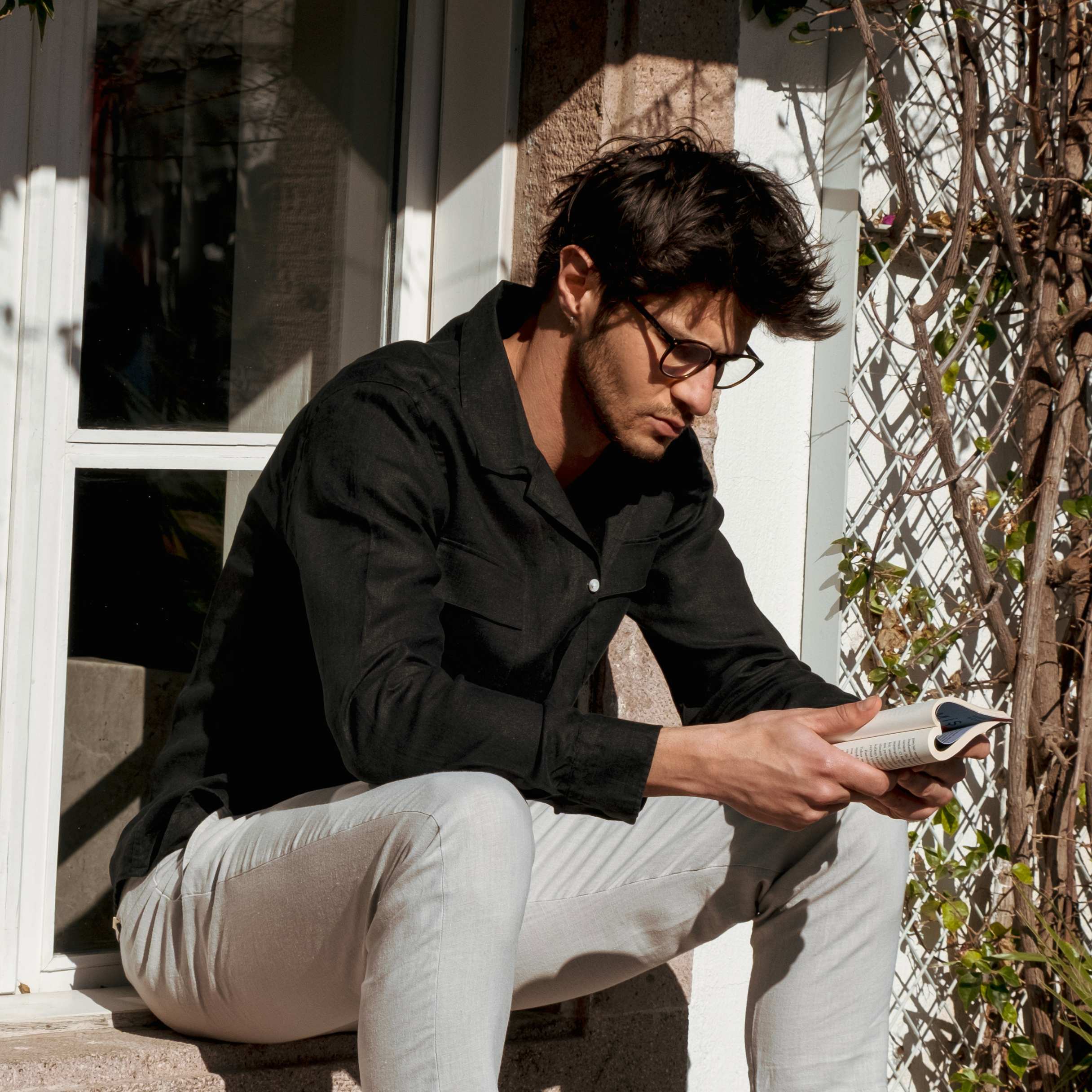 Men's Black Linen Shirt