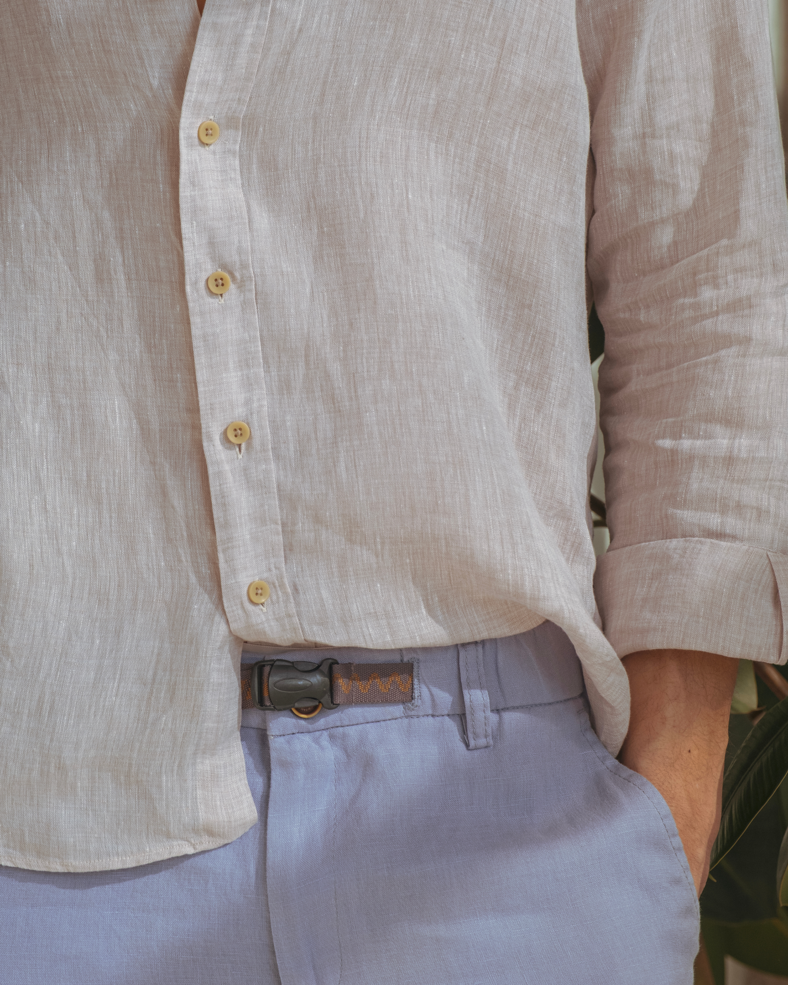 Mens Indigo Blue 100 Linen Pants Relaxed Fit