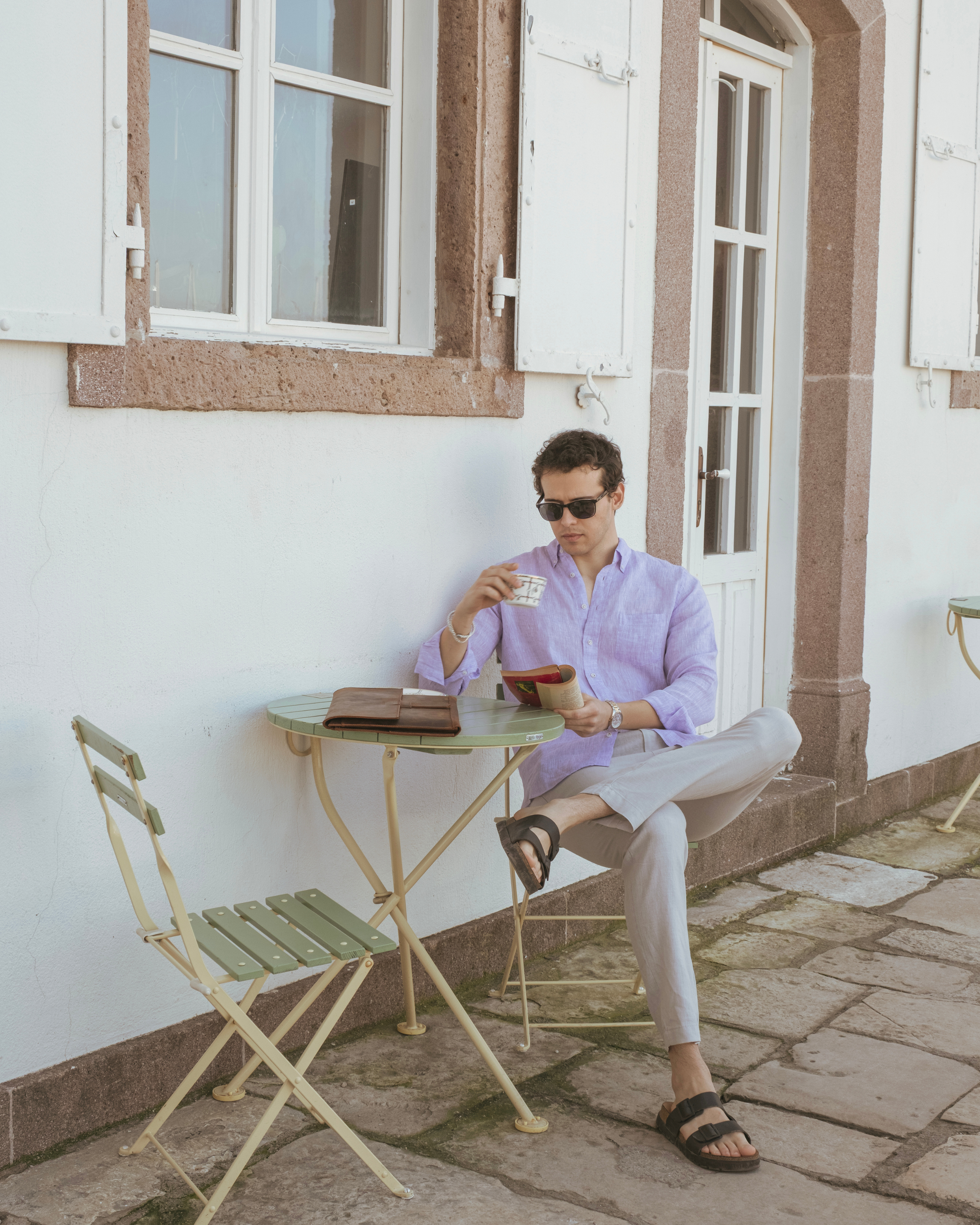 Men's Pale Purple Linen Shirt