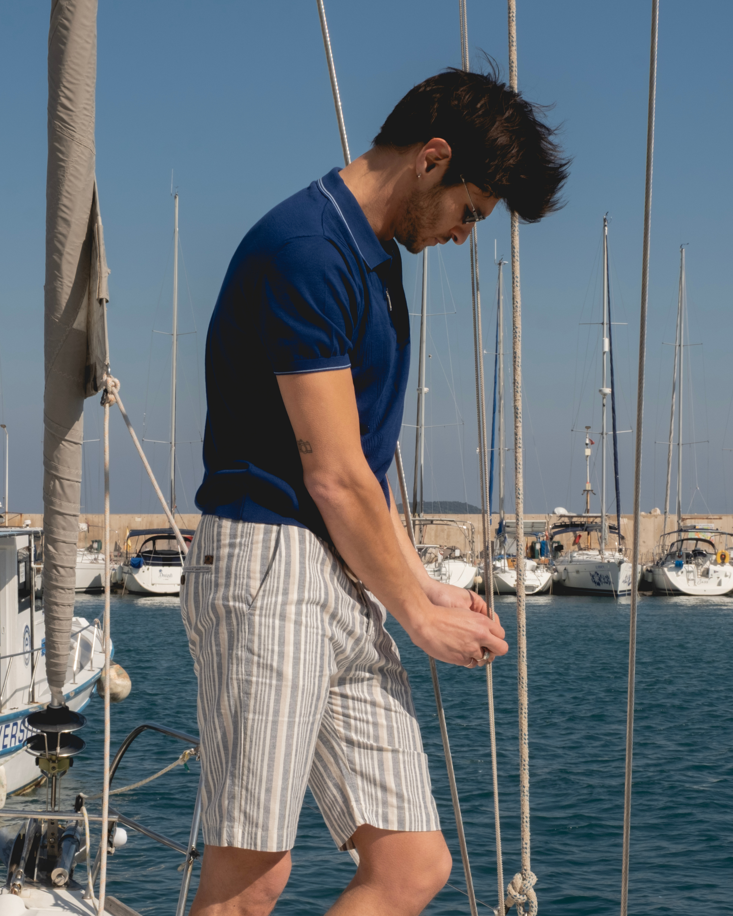 Indigo Mystique Men's Mercerized Navy Blue Polo T-Shirt Slim Fit