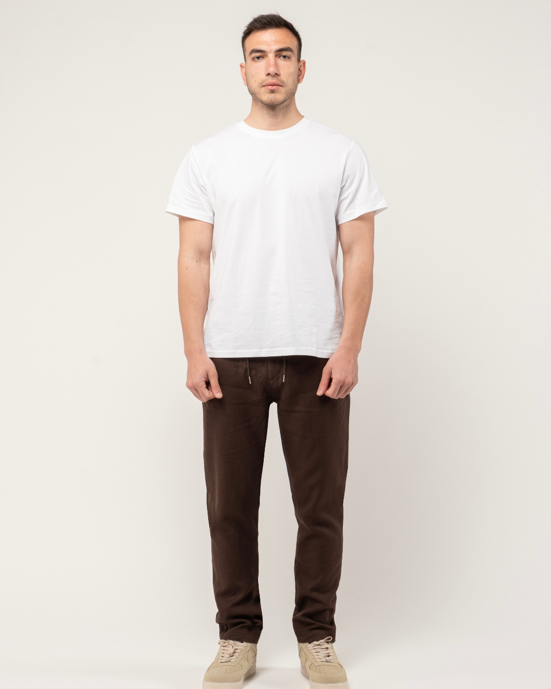Chocolate Brown Relaxed Fit Linen Pants