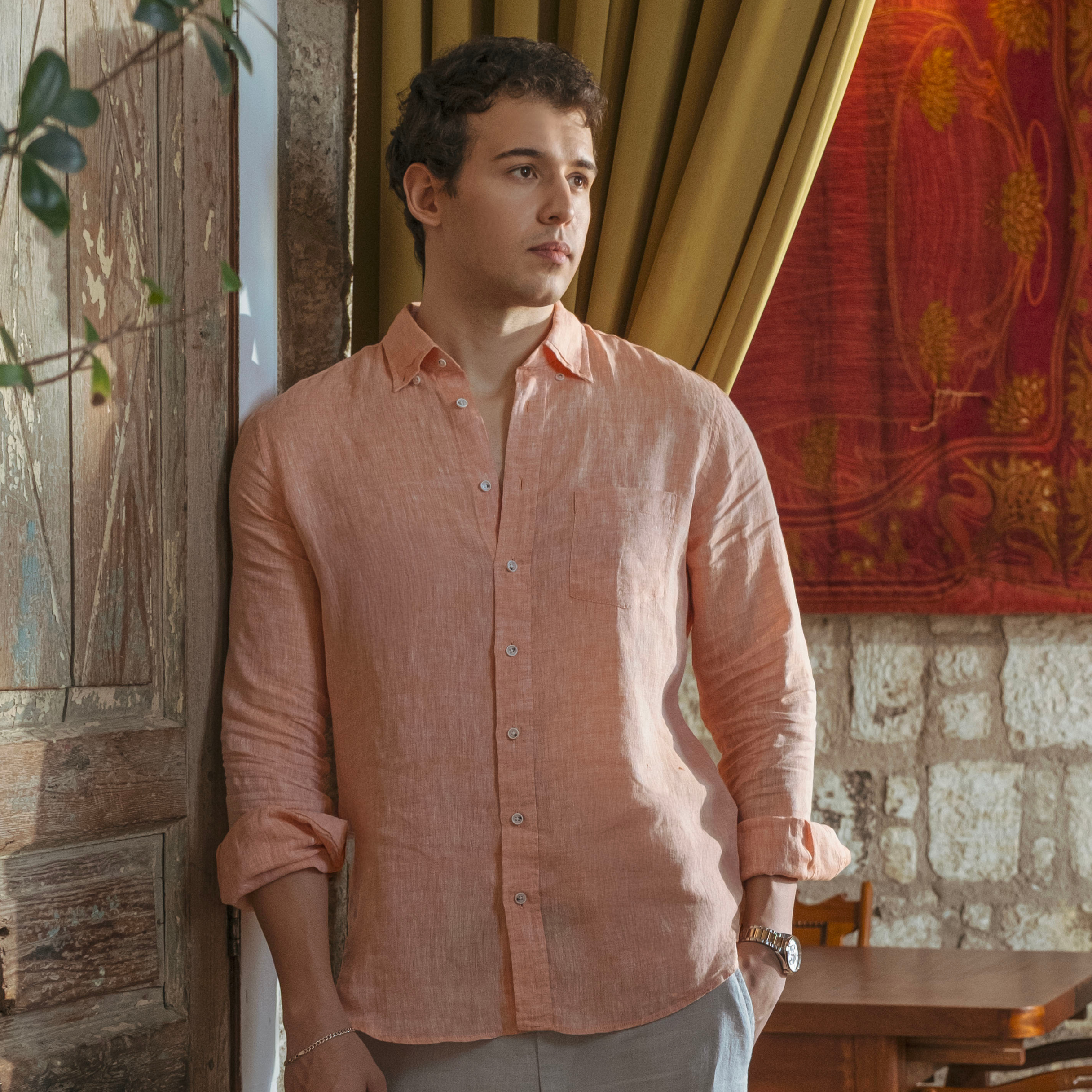 Peach Fuzz Linen Shirt