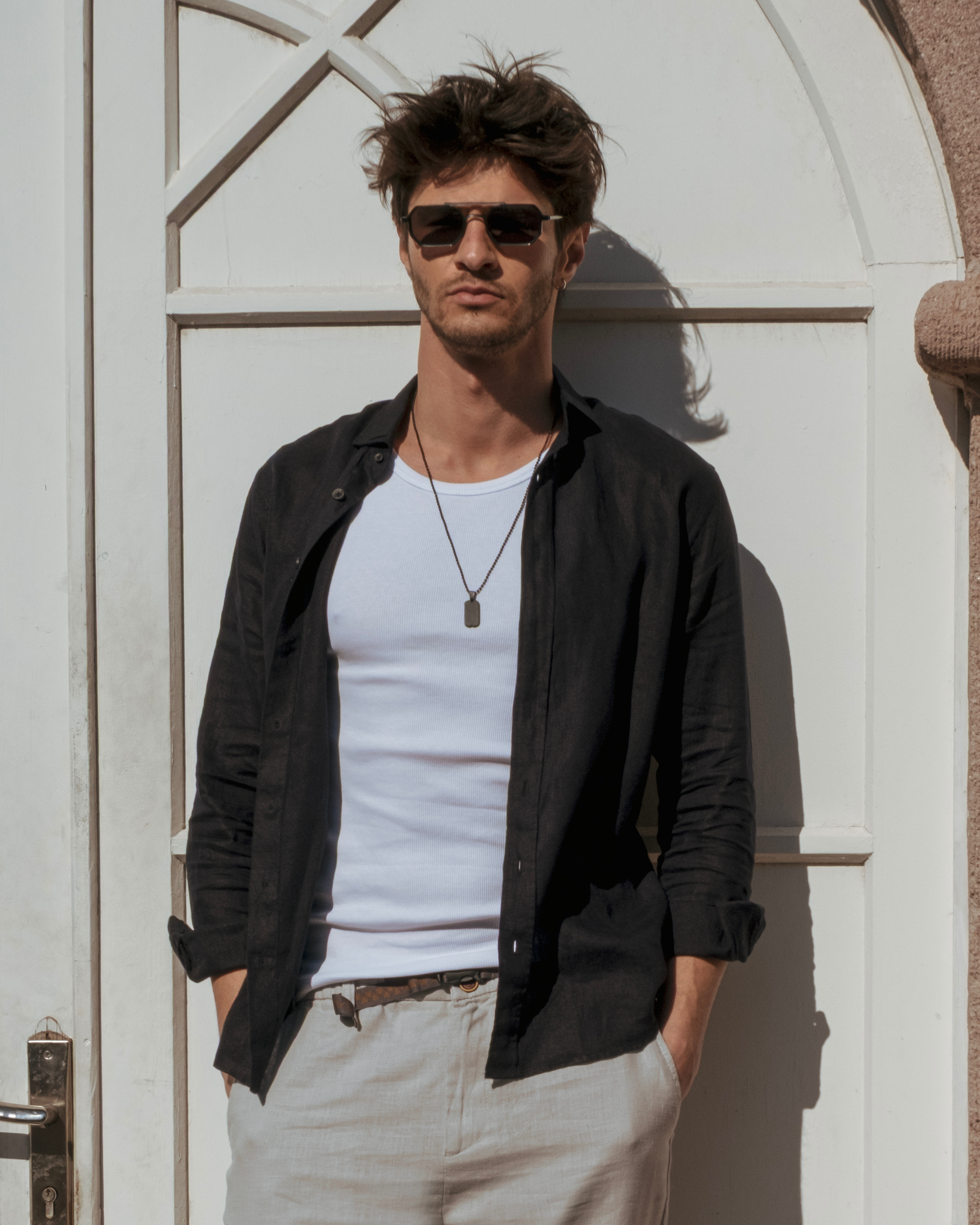 Men's Black Classic Linen Shirt