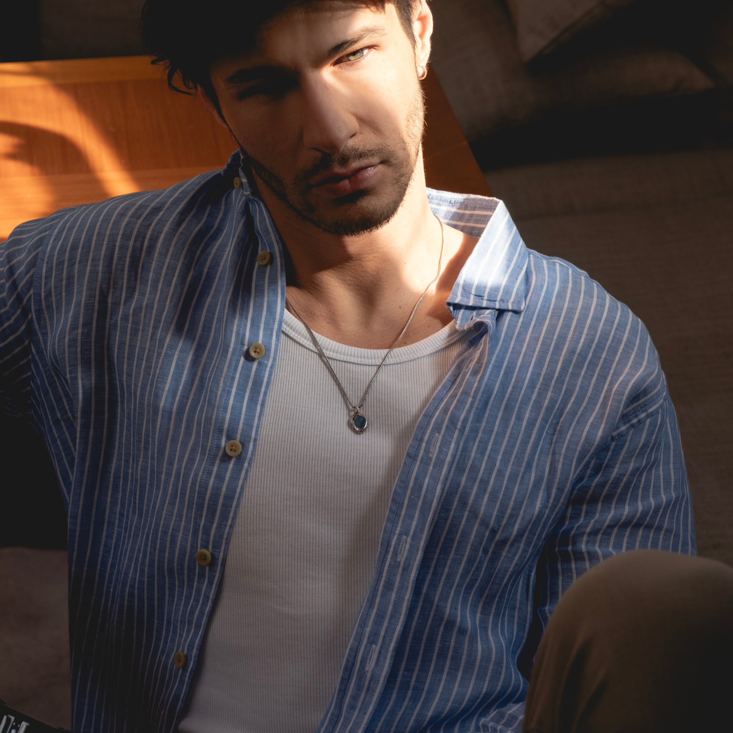 Blue Striped Linen Shirt