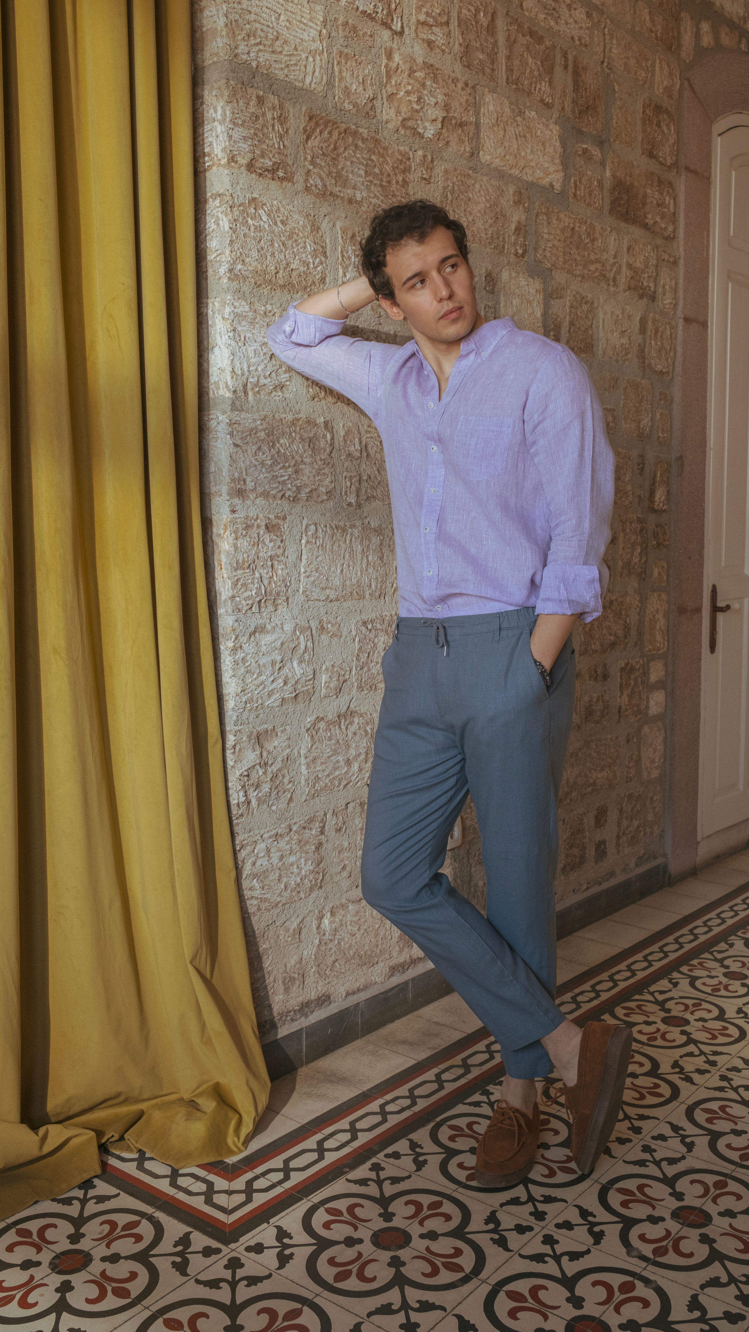 Men's Pale Purple Linen Shirt