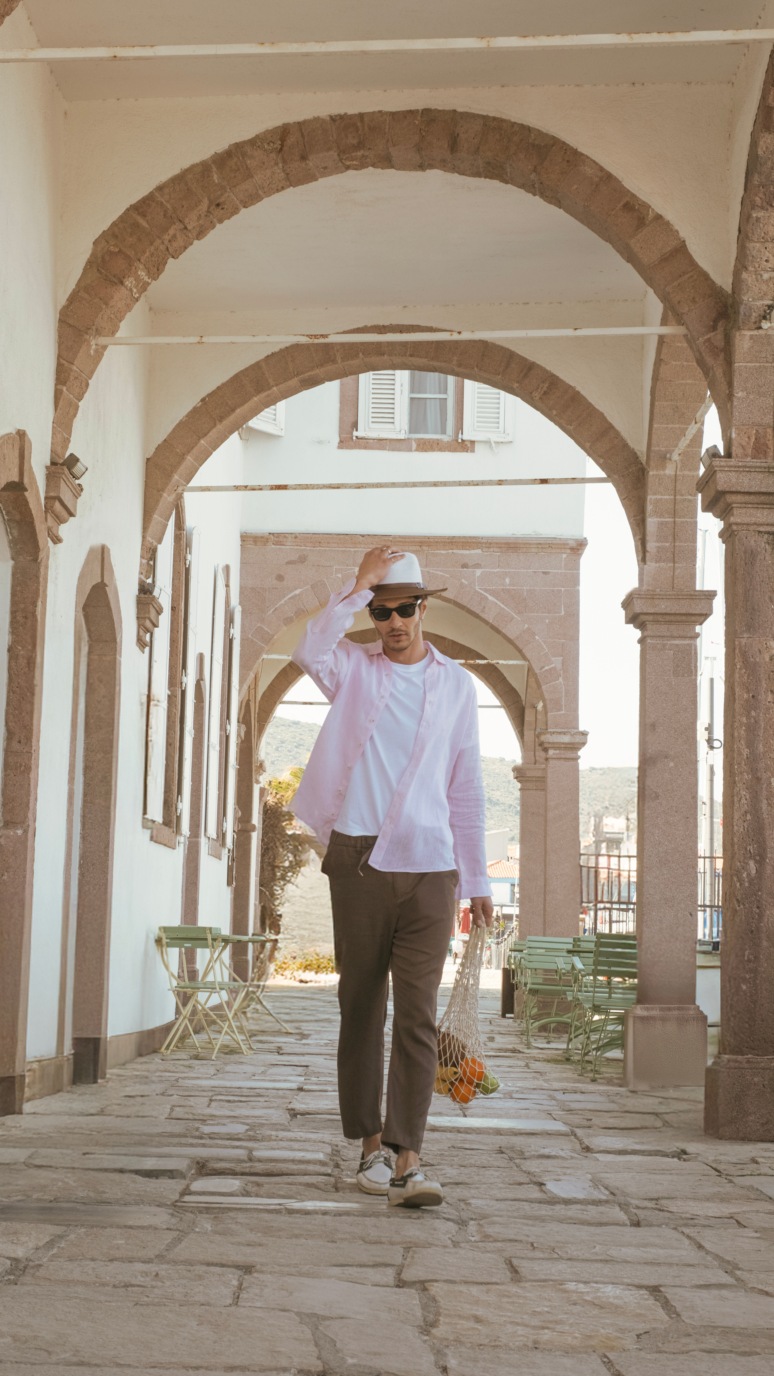 Mocha Mousse Brown Relaxed Fit Linen Pants Belt Detail