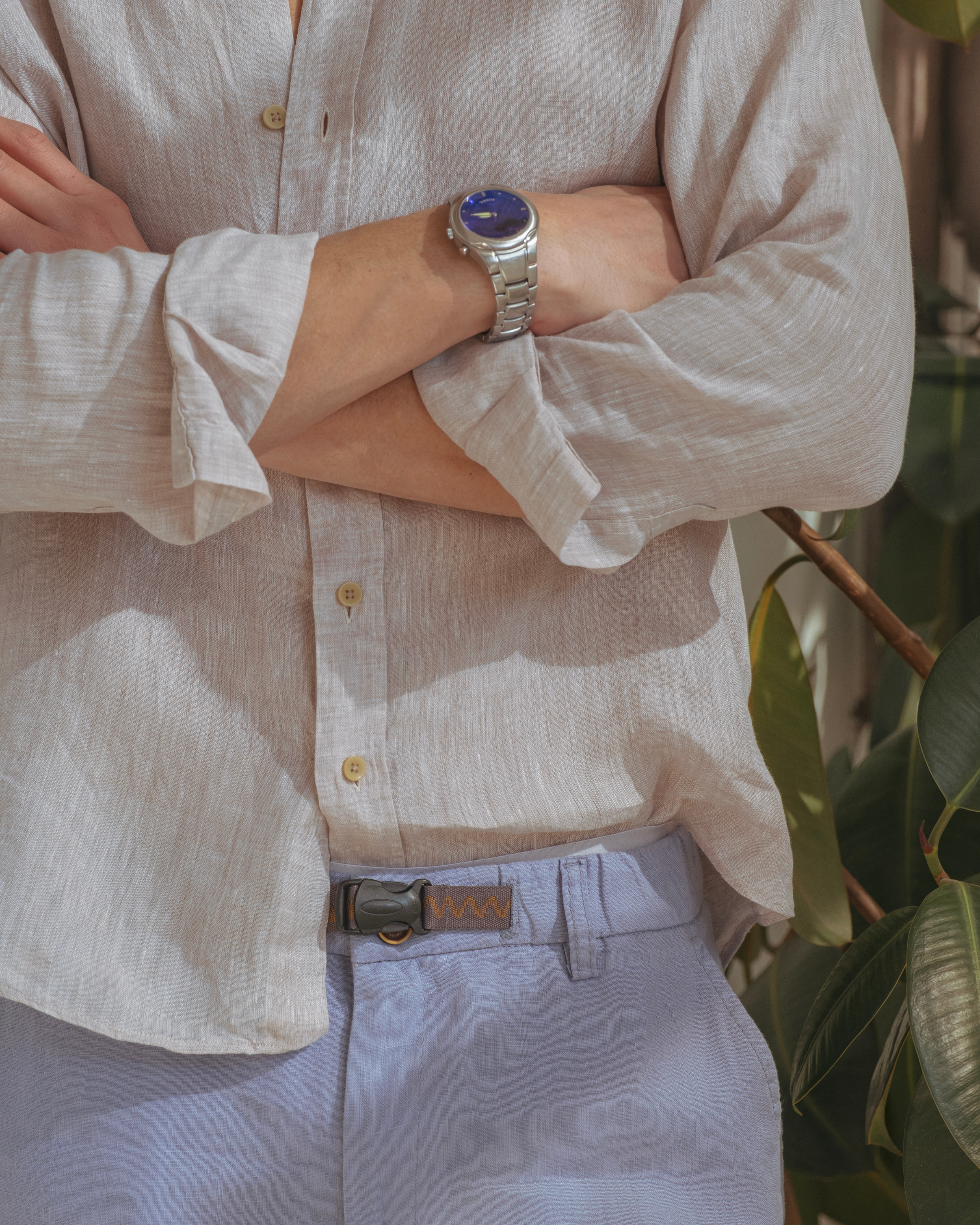 Mens Indigo Blue 100 Linen Pants Relaxed Fit