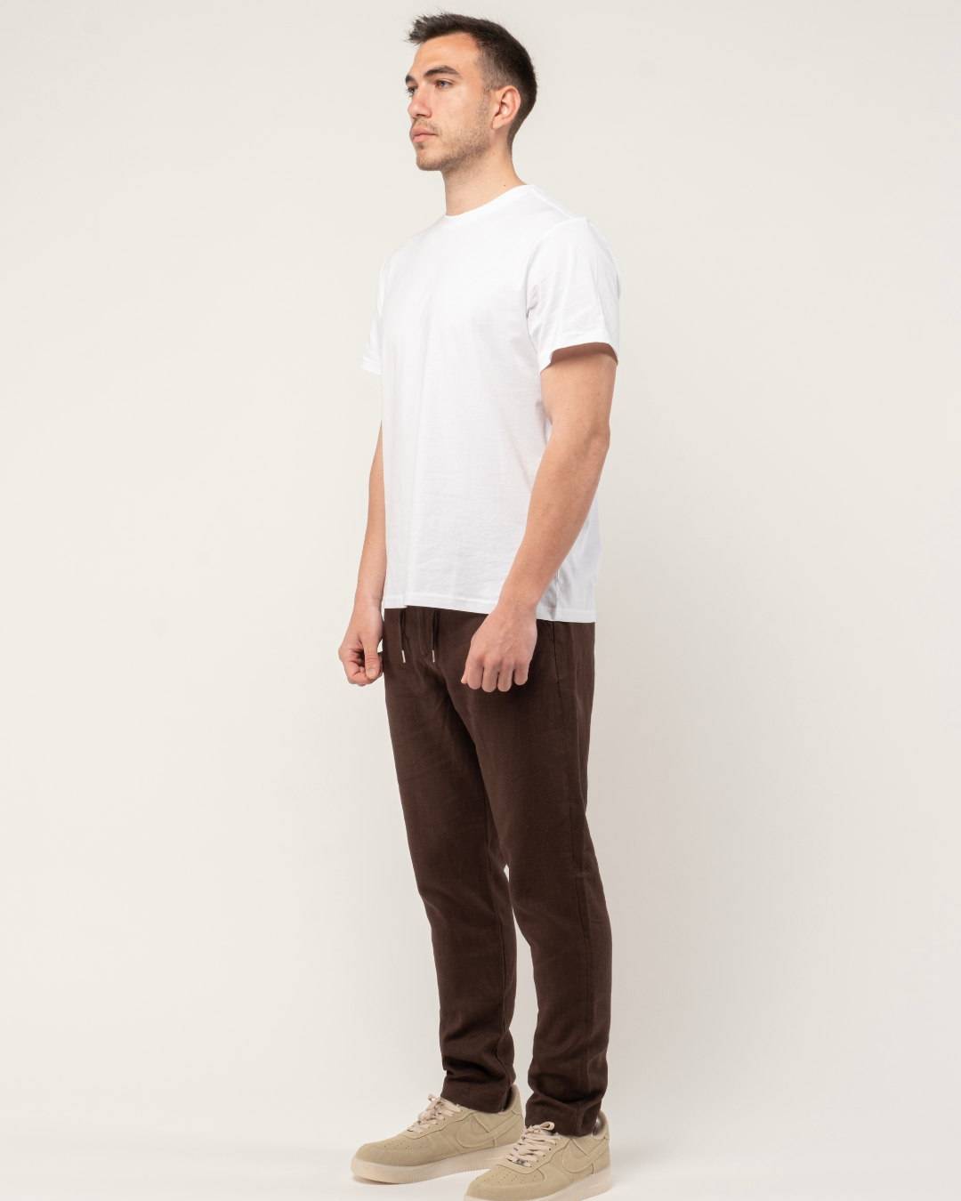 Chocolate Brown Relaxed Fit Linen Pants