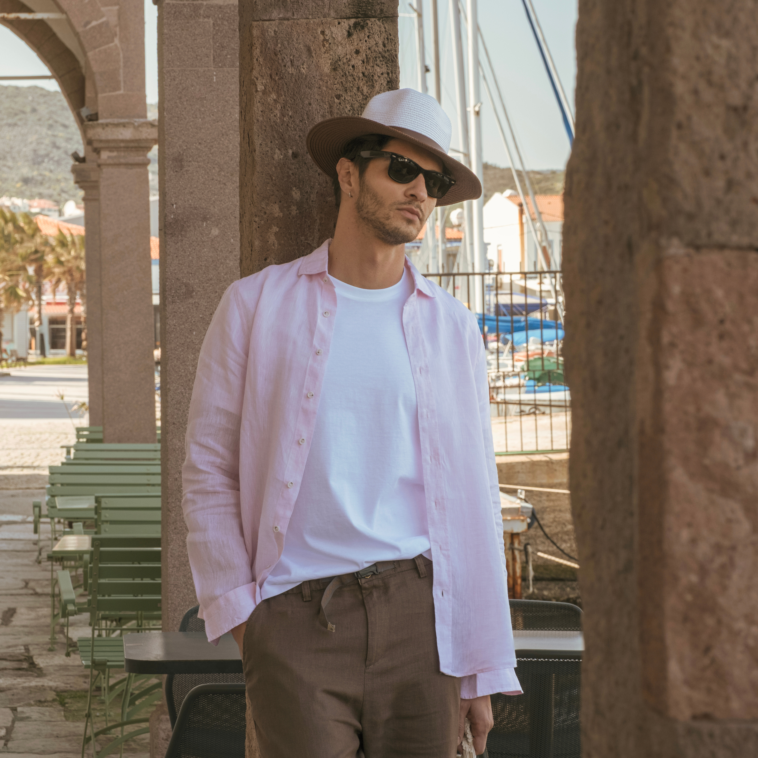 Men's Pale Pink Linen Shirt