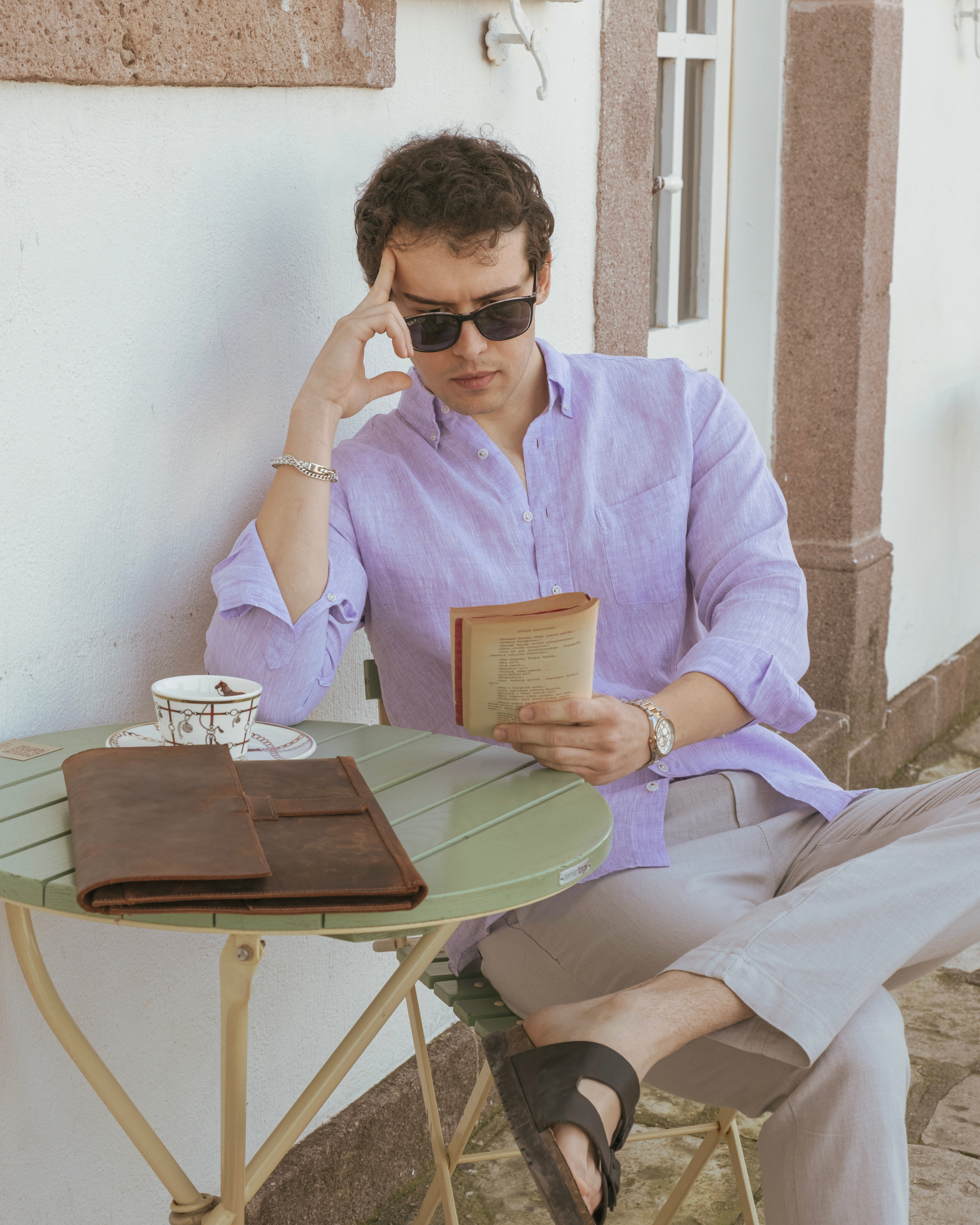 Men's Pale Purple Linen Shirt