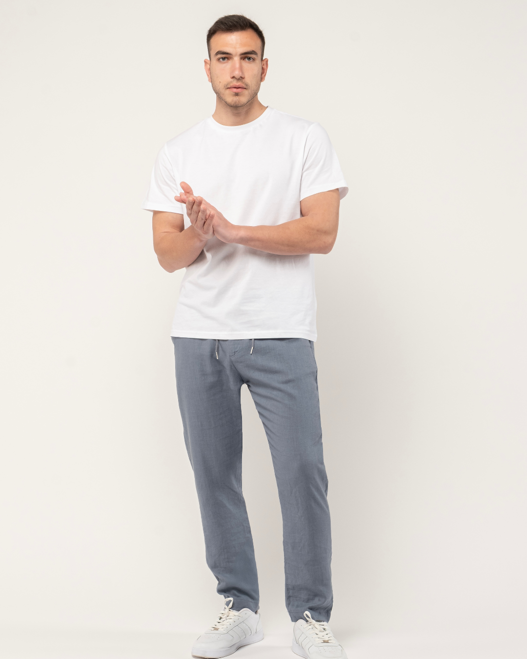 Deep Blue Relaxed Fit Linen Pants