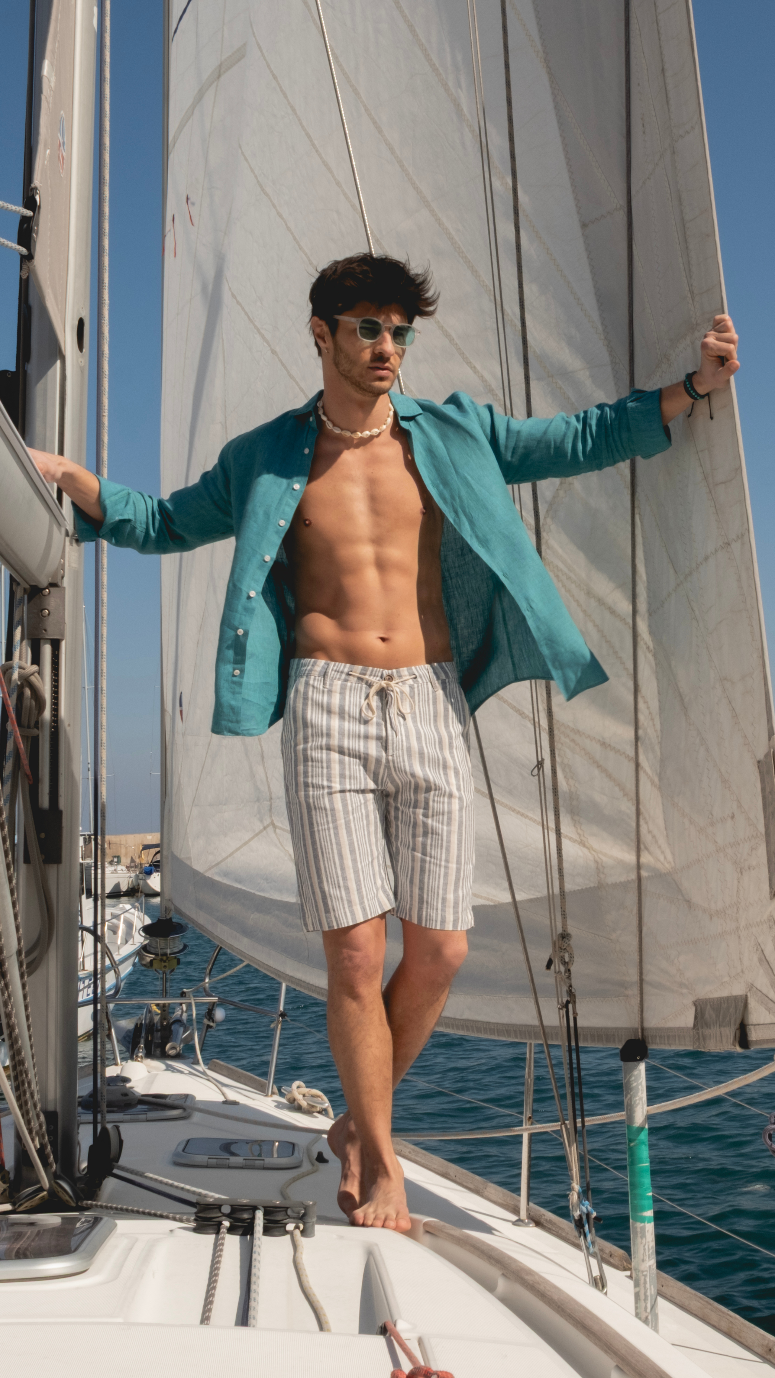 Turquoise Linen Shirt