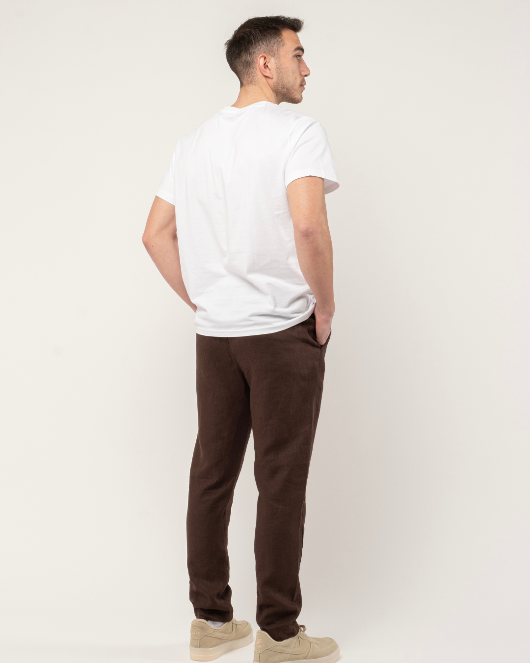 Chocolate Brown Relaxed Fit Linen Pants