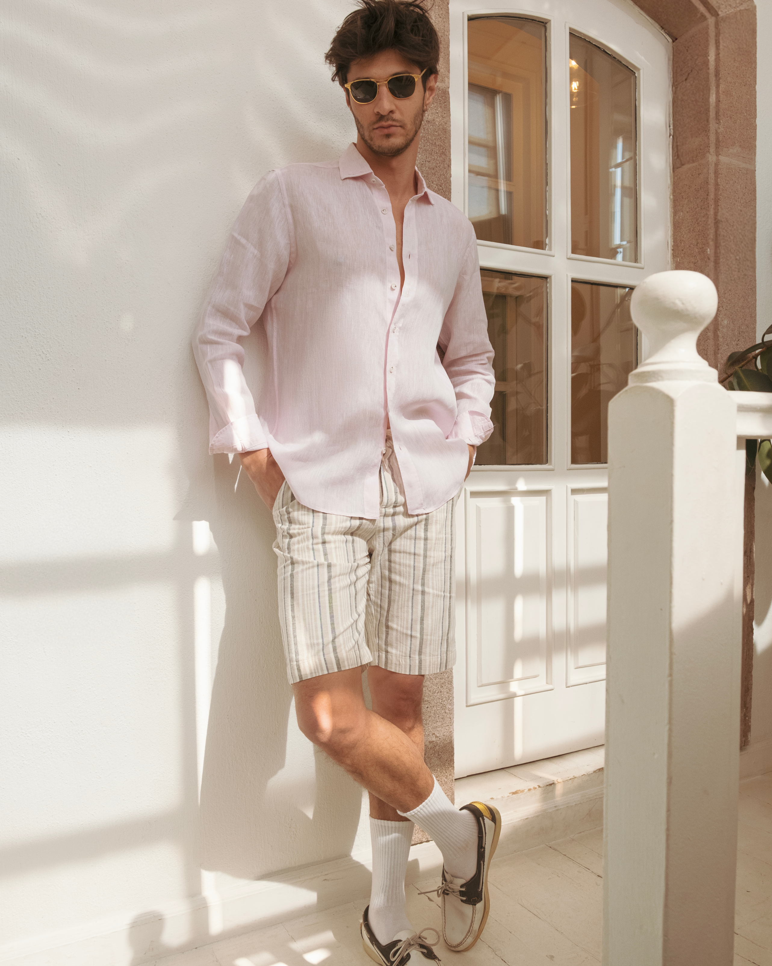 Men's Pale Pink Linen Shirt
