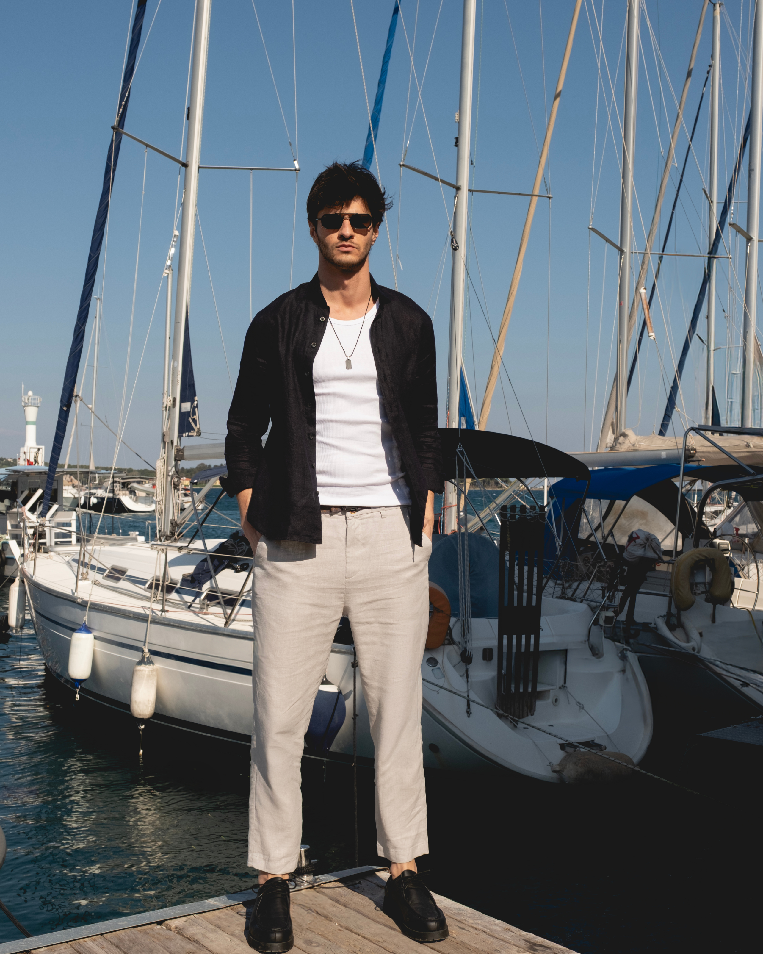 Men's Black Classic Linen Shirt