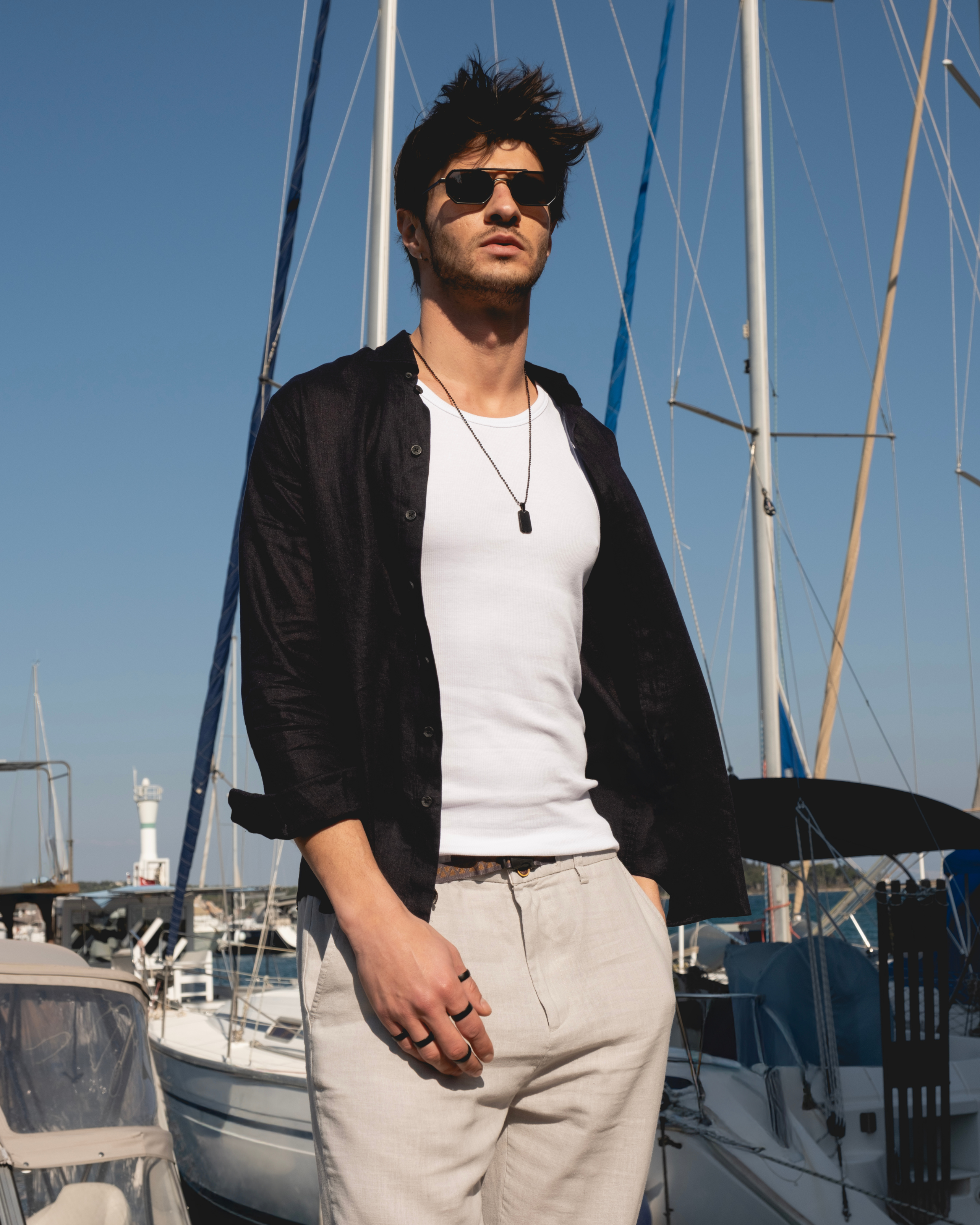 Men's Black Classic Linen Shirt