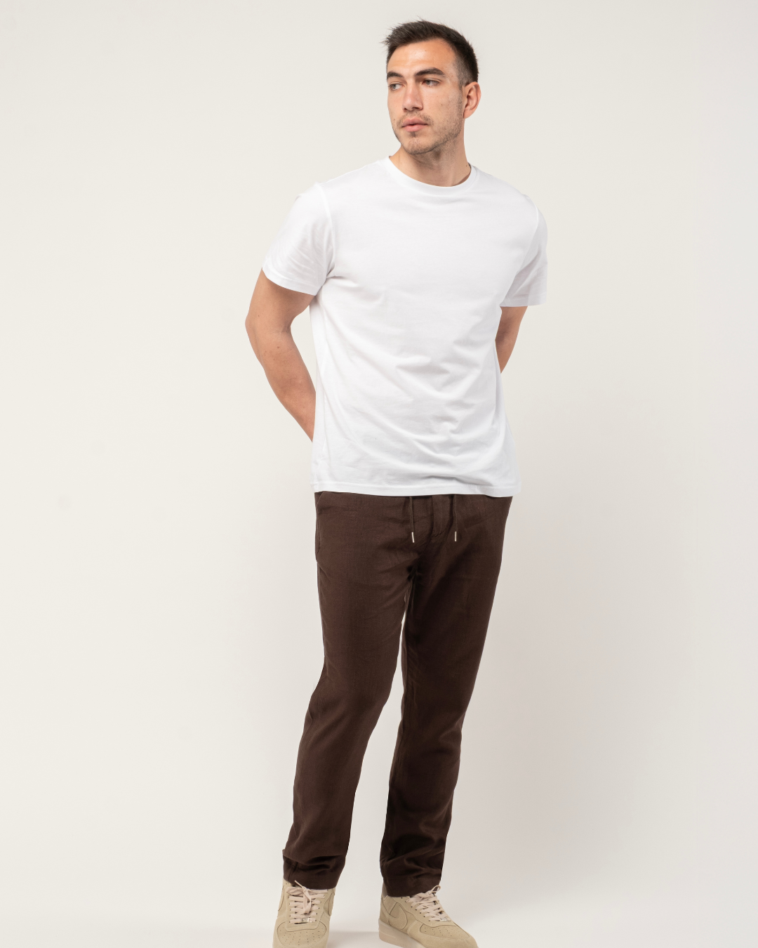 Chocolate Brown Relaxed Fit Linen Pants