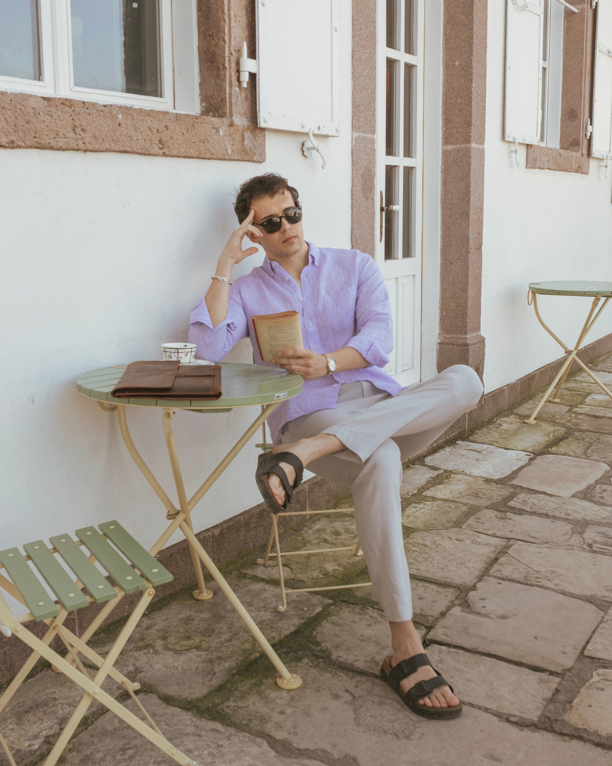 Men's Pale Purple Linen Shirt