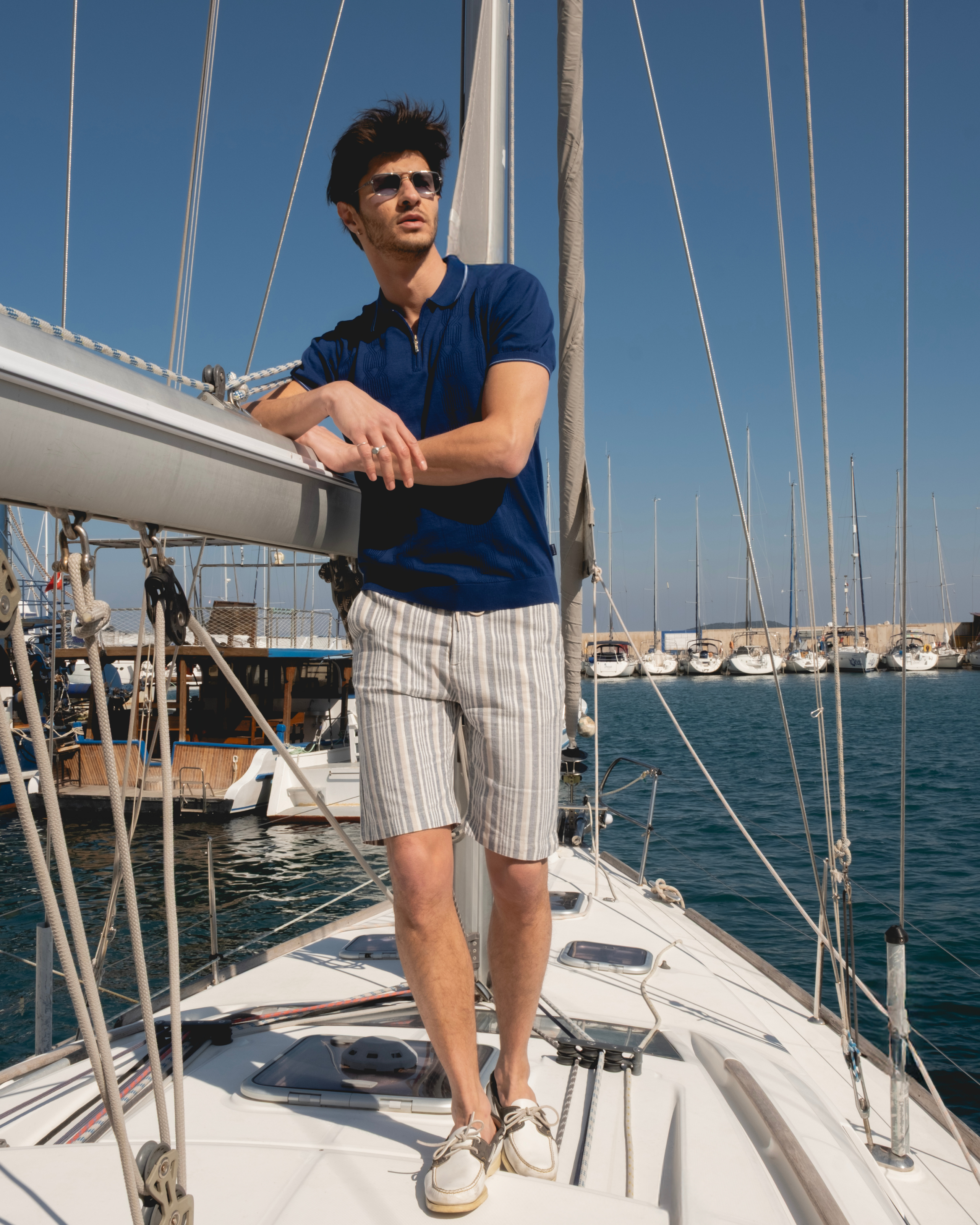 Indigo Mystique Men's Mercerized Navy Blue Polo T-Shirt Slim Fit