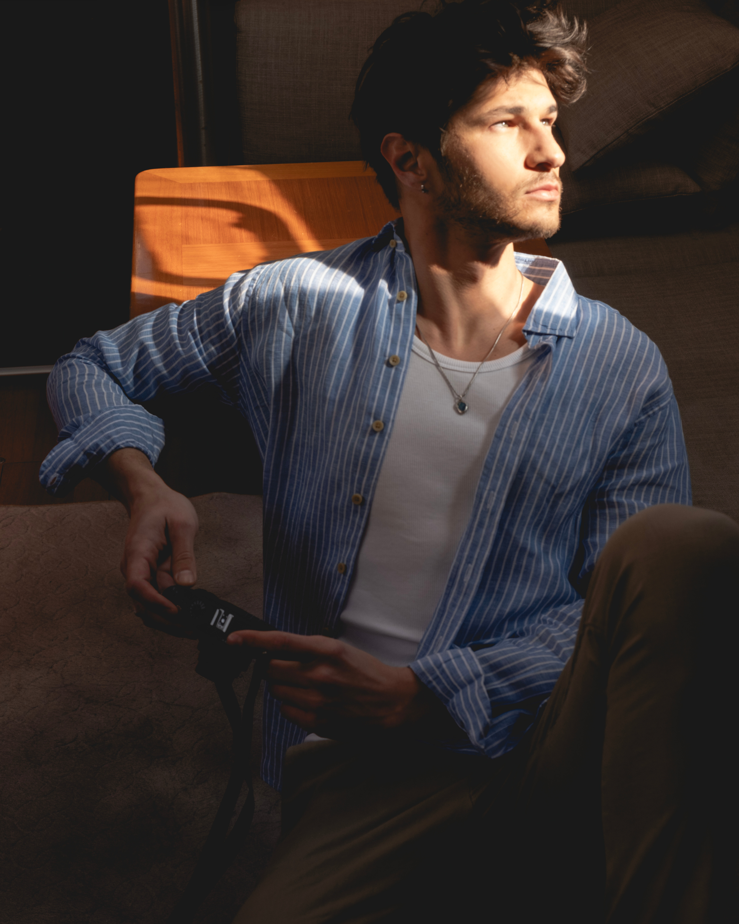 Blue Striped Linen Shirt