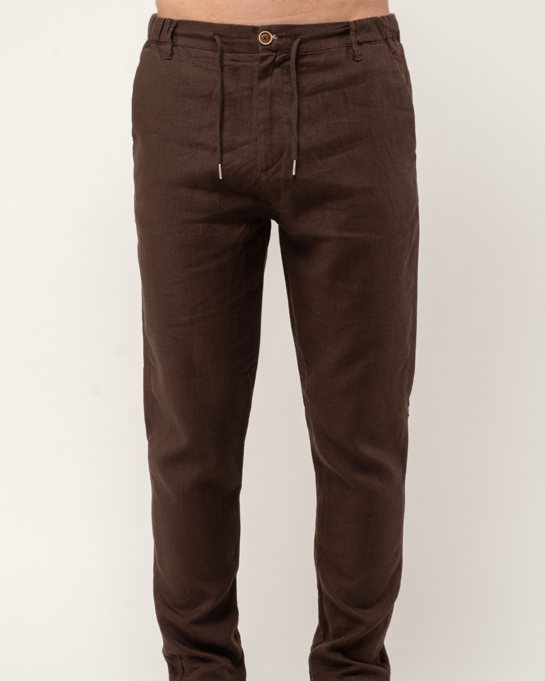 Chocolate Brown Relaxed Fit Linen Pants