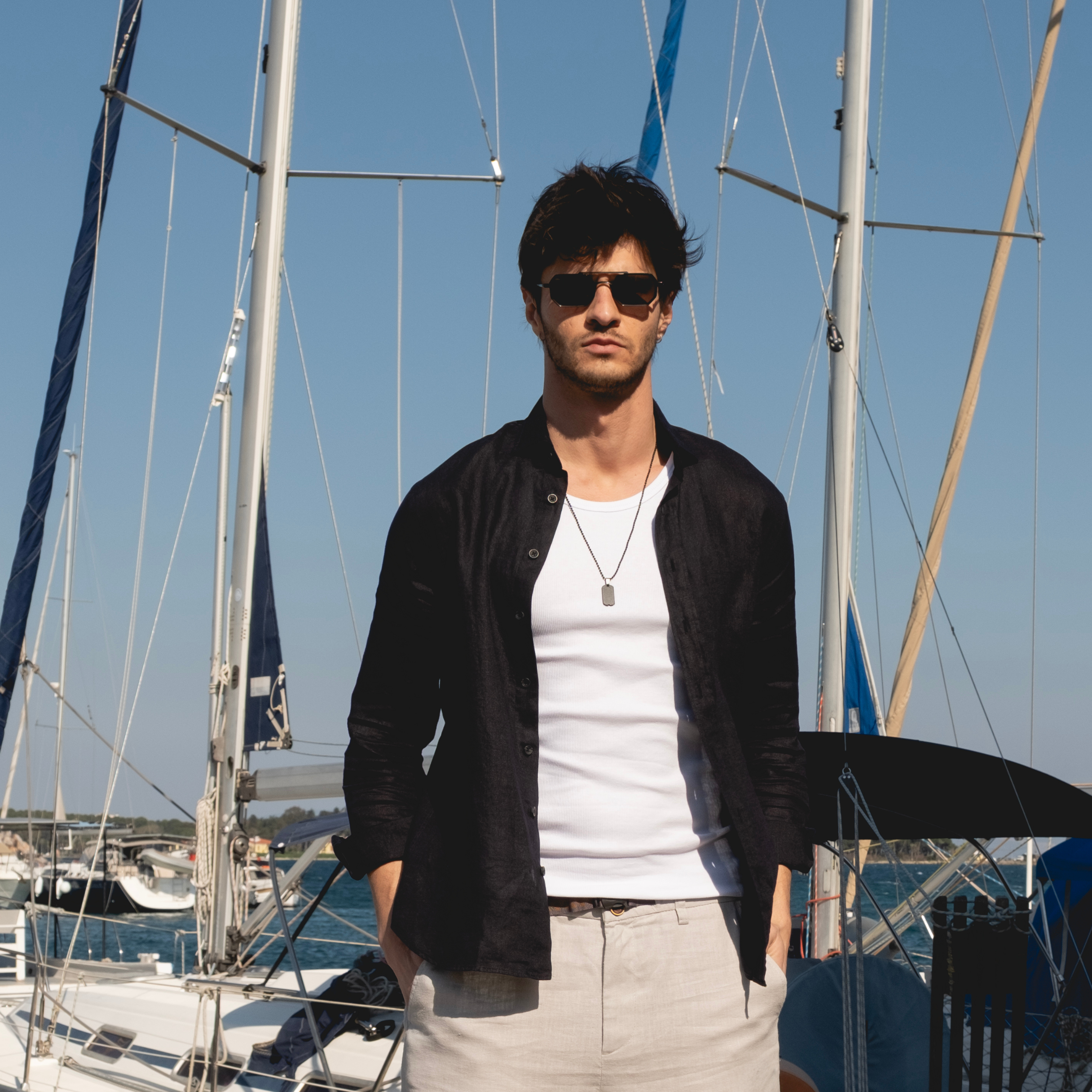 Men's Black Classic Linen Shirt
