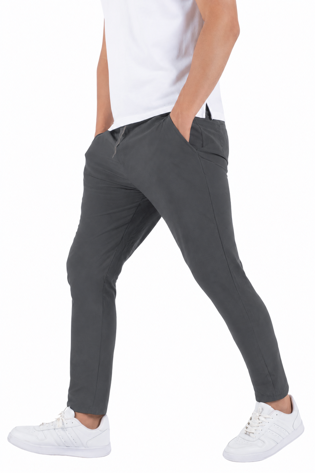 Cholp Performance Series 100% Nylon Slim Fit Travel & Casual Pants for Men – Dark Gray Lightweight Quick Dry Tech Pants Tapered Leg