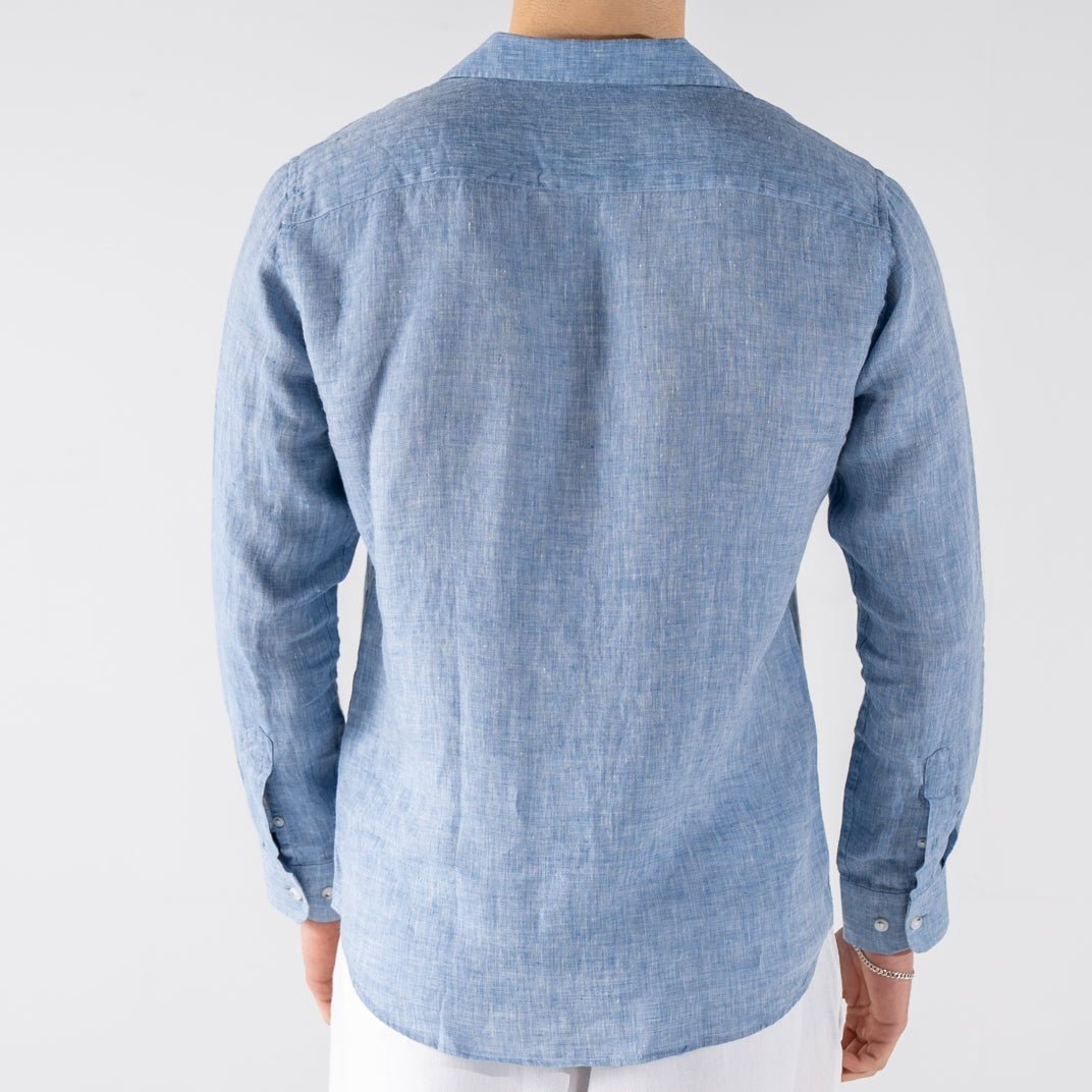Men's Blue Linen Shirt