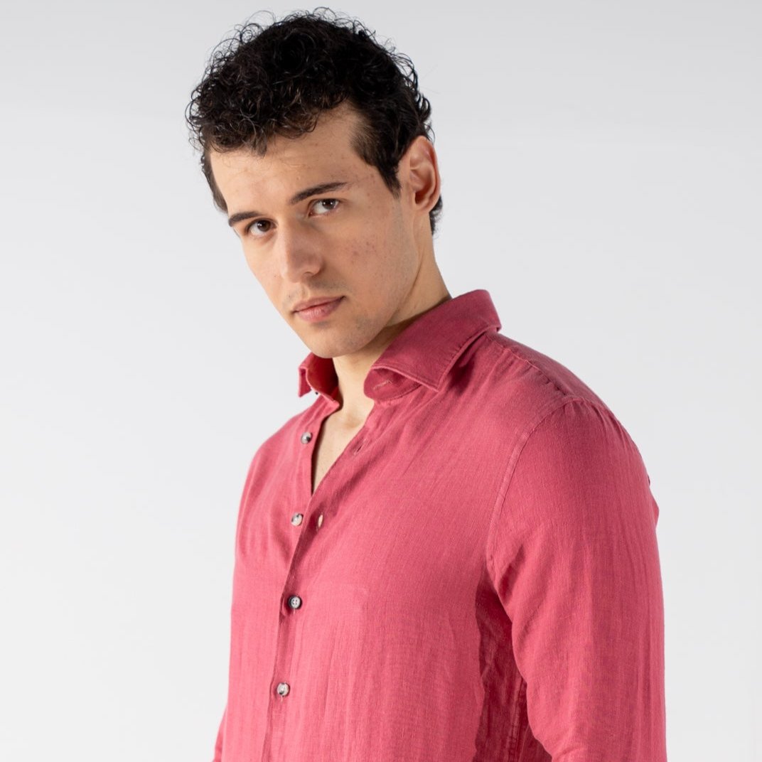 Men's Pale Burgundy Classic Linen Shirt