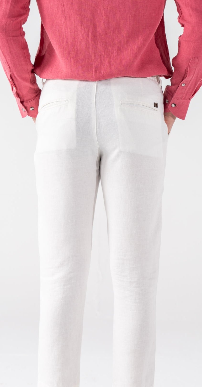 White Mens 100 Linen Beach Tapered Pants Trousers Slim Fit