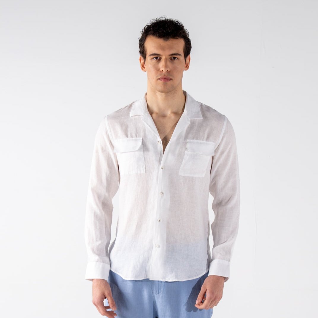 Men's White Linen Shirt