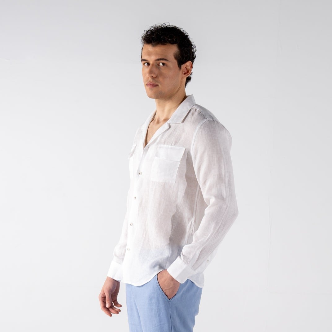 Men's White Linen Shirt