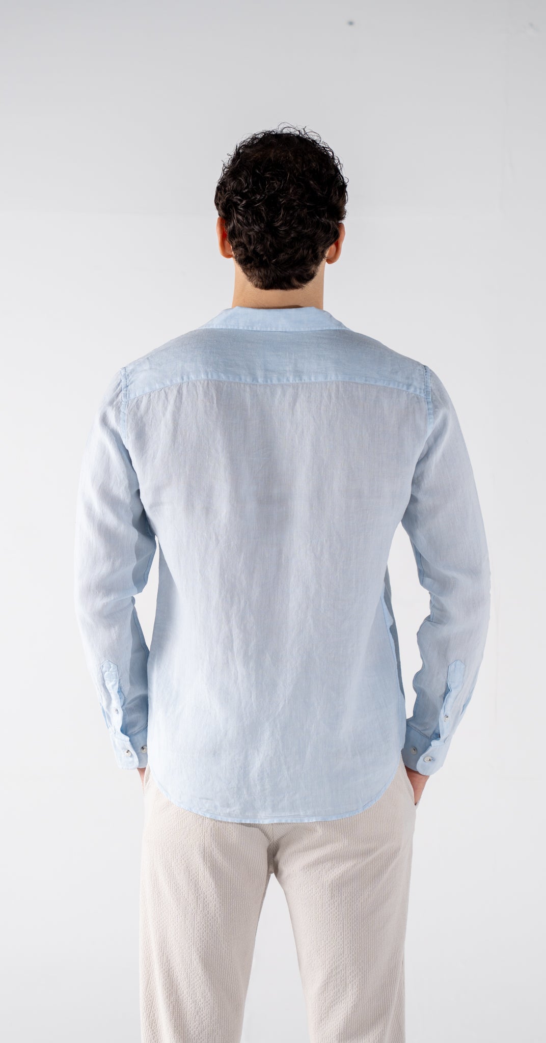 Men's Sky Blue Linen Shirt