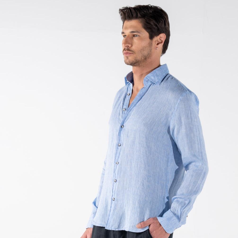 Men's Blue Classic Linen Shirt