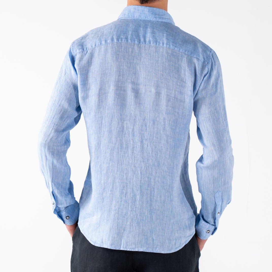 Men's Blue Classic Linen Shirt