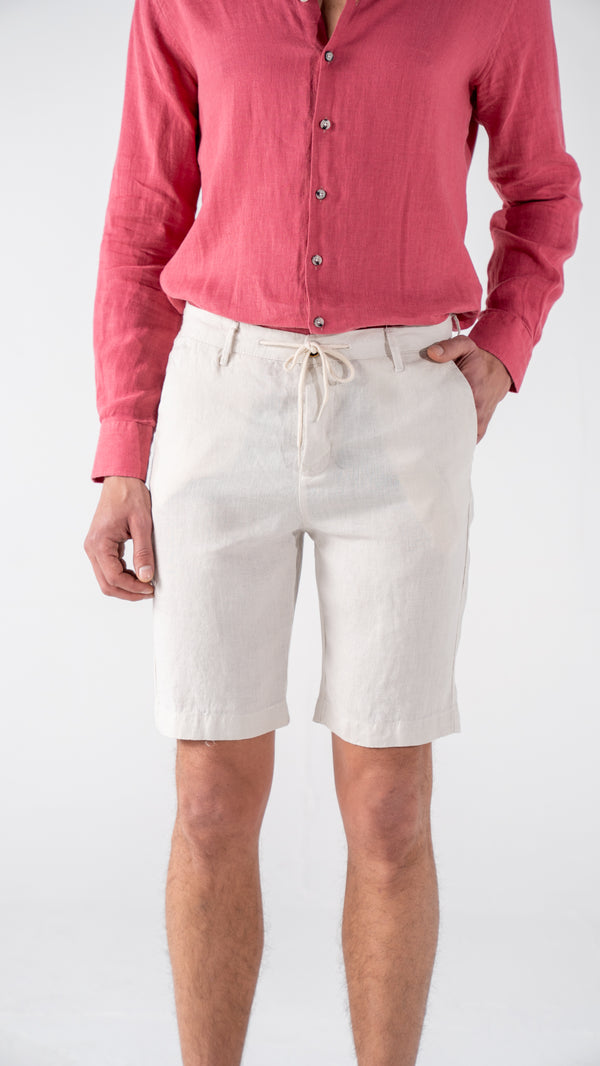 ecru linen shorts