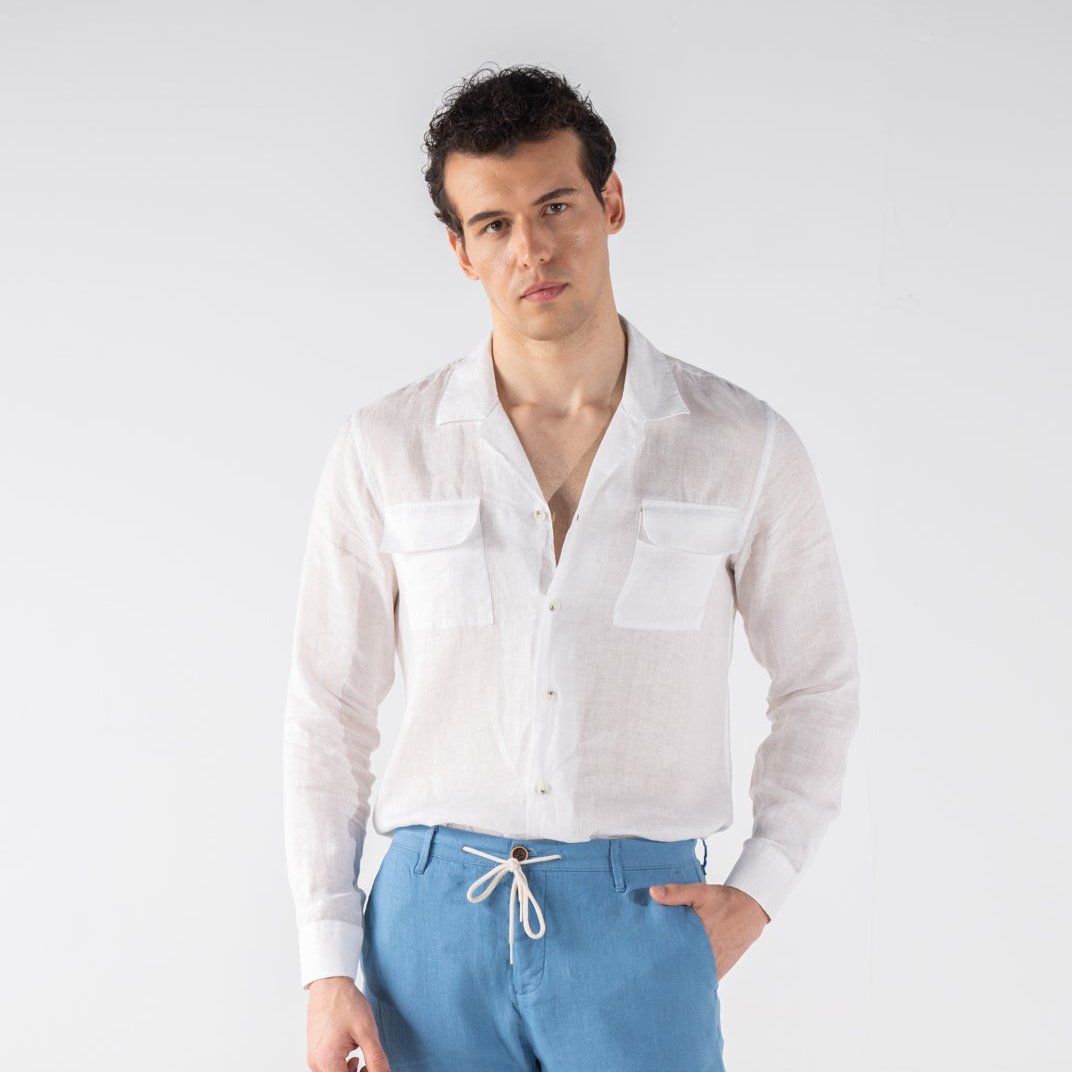 Men's White Linen Shirt