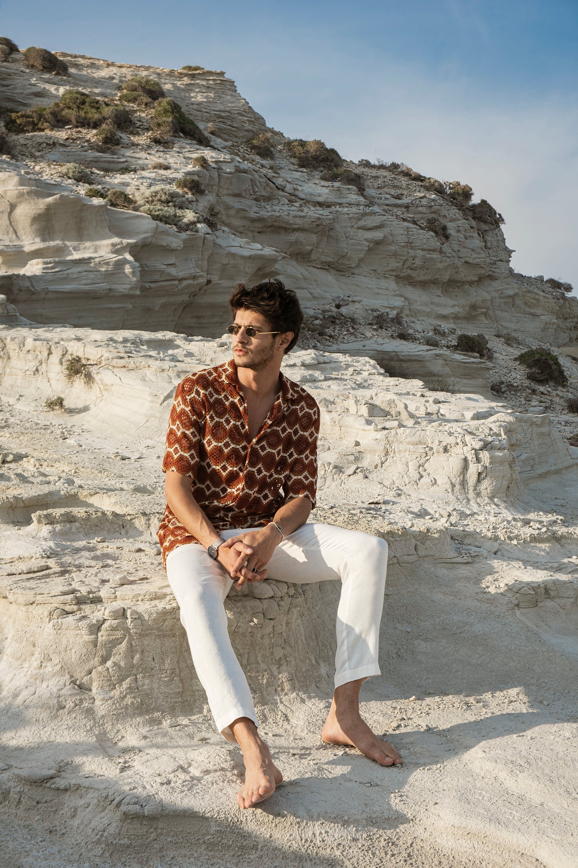 White Mens Linen Pants