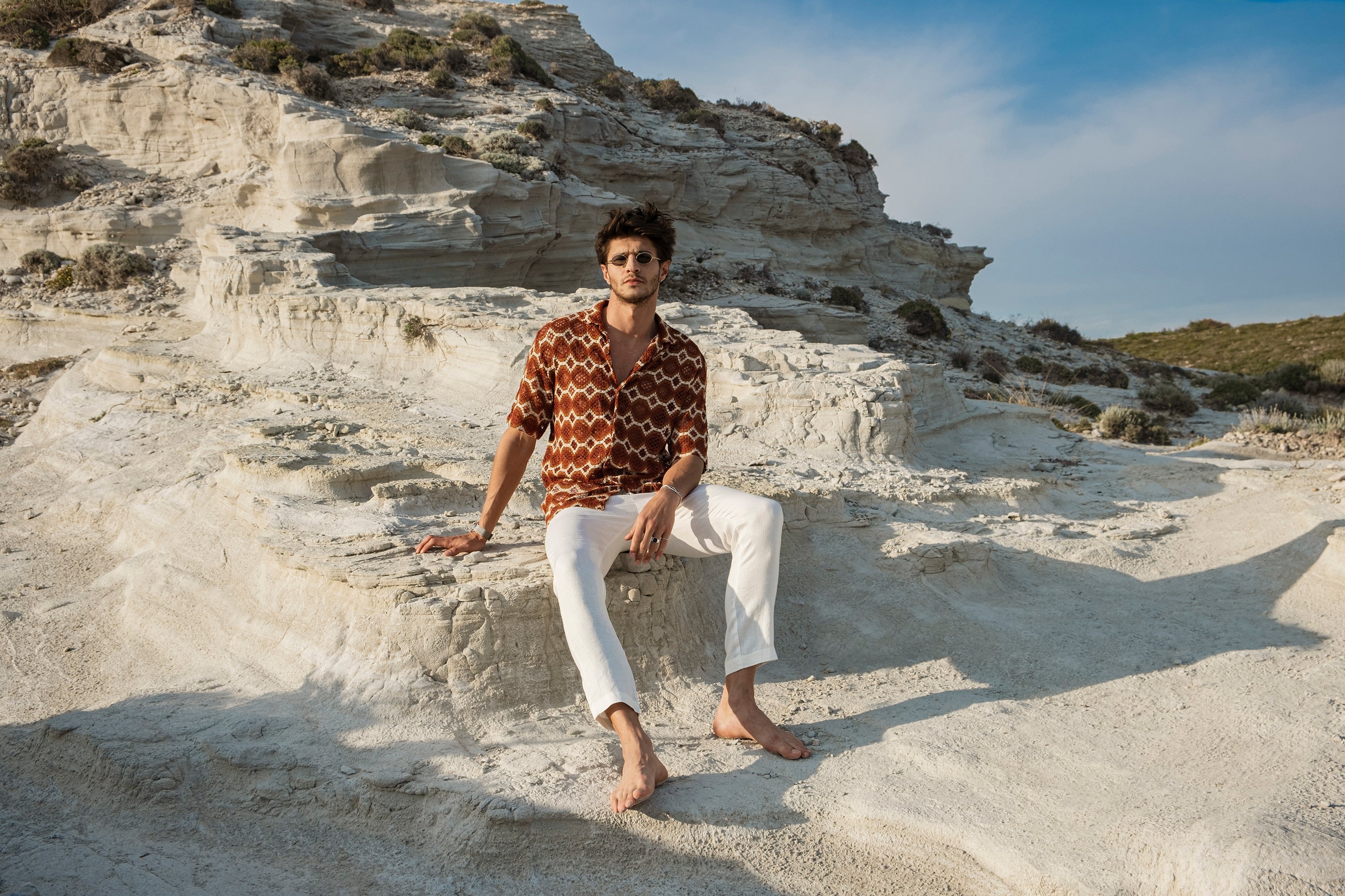 White Mens 100 Linen Beach Tapered Pants Trousers Relaxed Fit