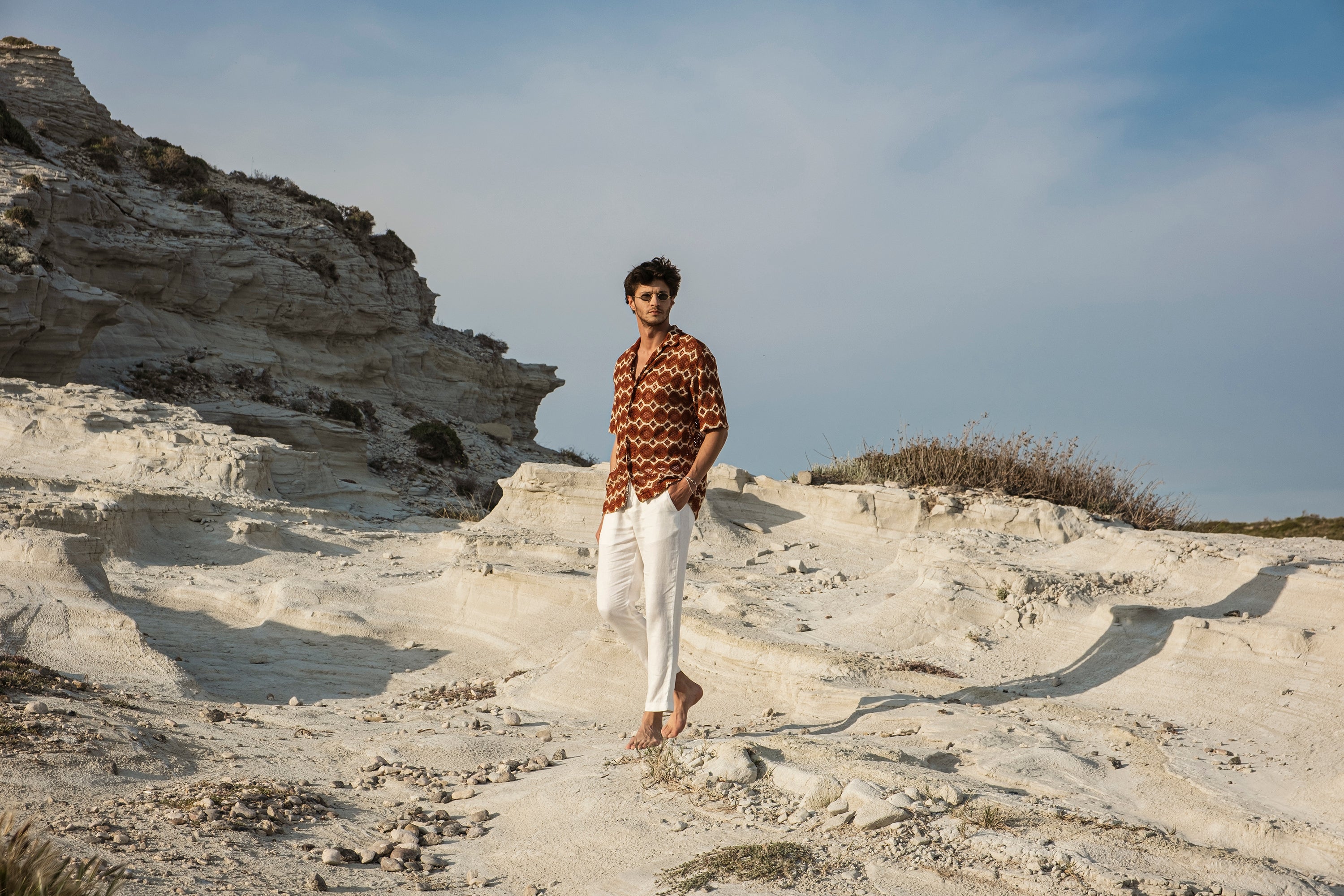 White Mens 100 Linen Beach Tapered Pants Trousers Relaxed Fit