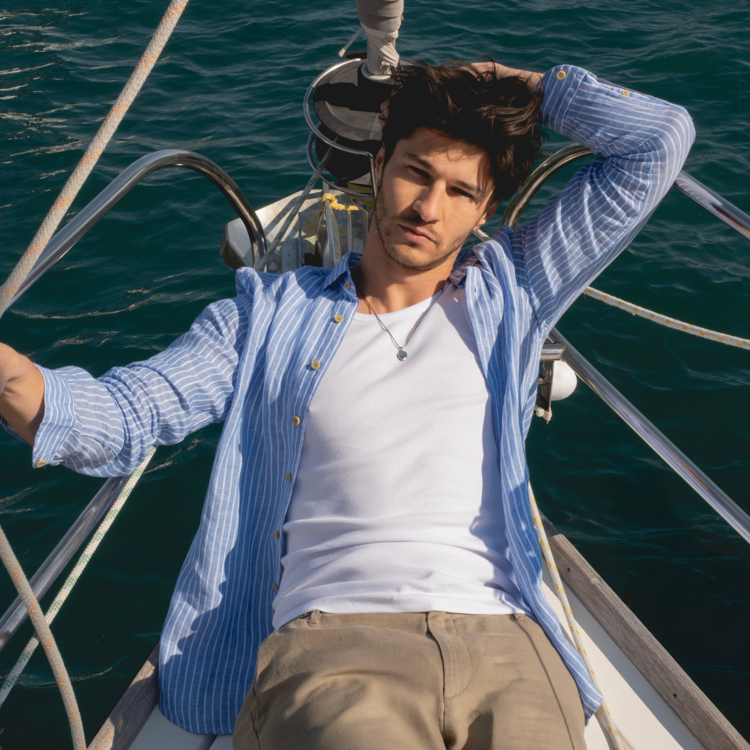 Blue Striped Linen Shirt