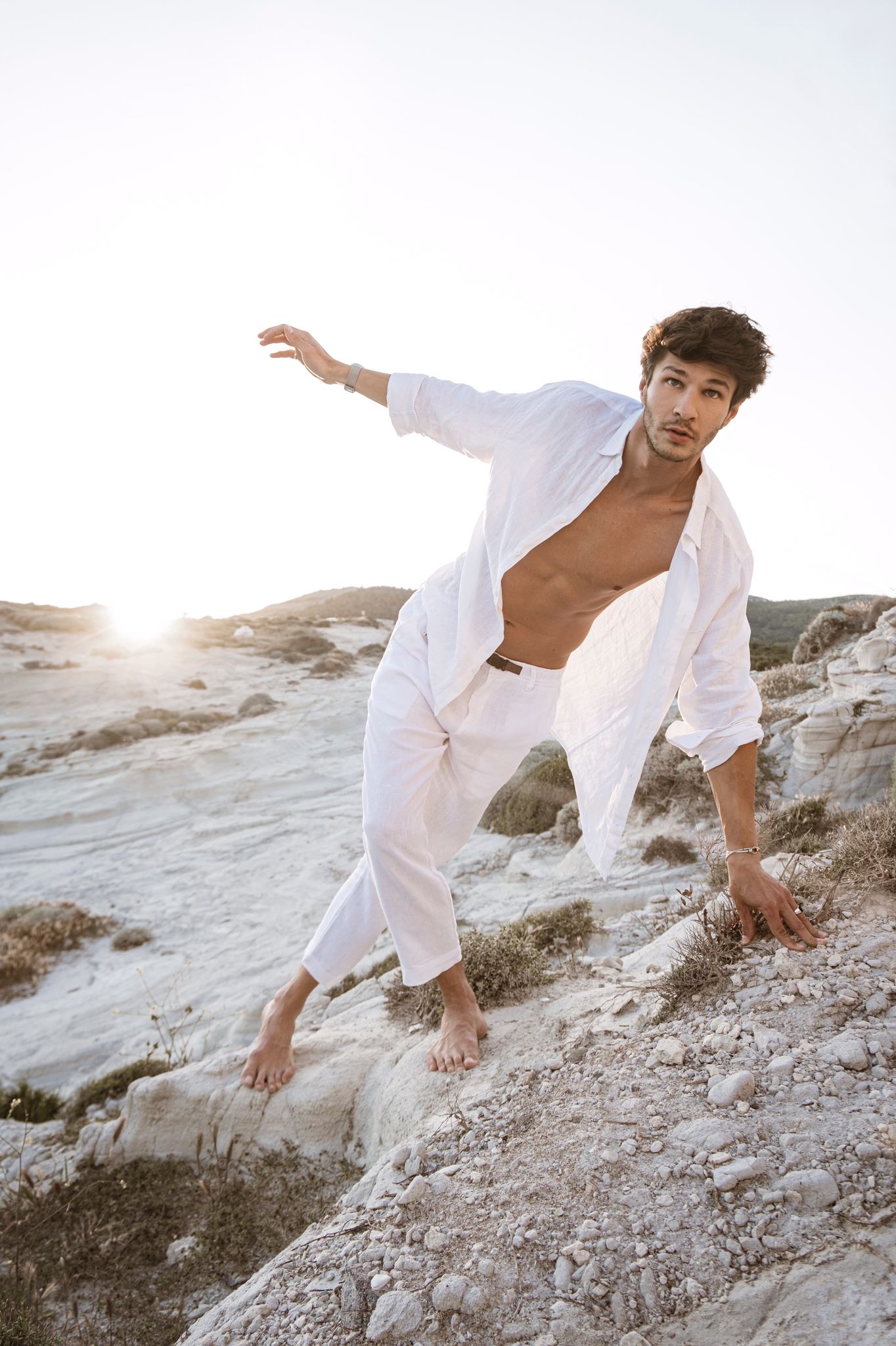 white linen pants